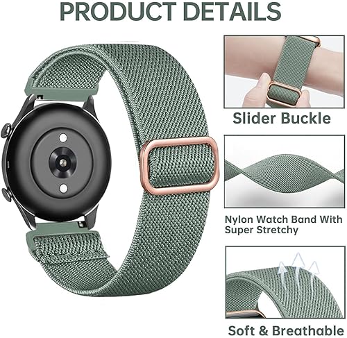 Miniatura 4 de TUCOMO Paquete de 2 correas de reloj de nailon elásticas trenzadas compatibles con Amazfit Bip 5BalanceCheetahGTR 4GTR 3 ProGTR 3GTR 2GTR 2eGTR