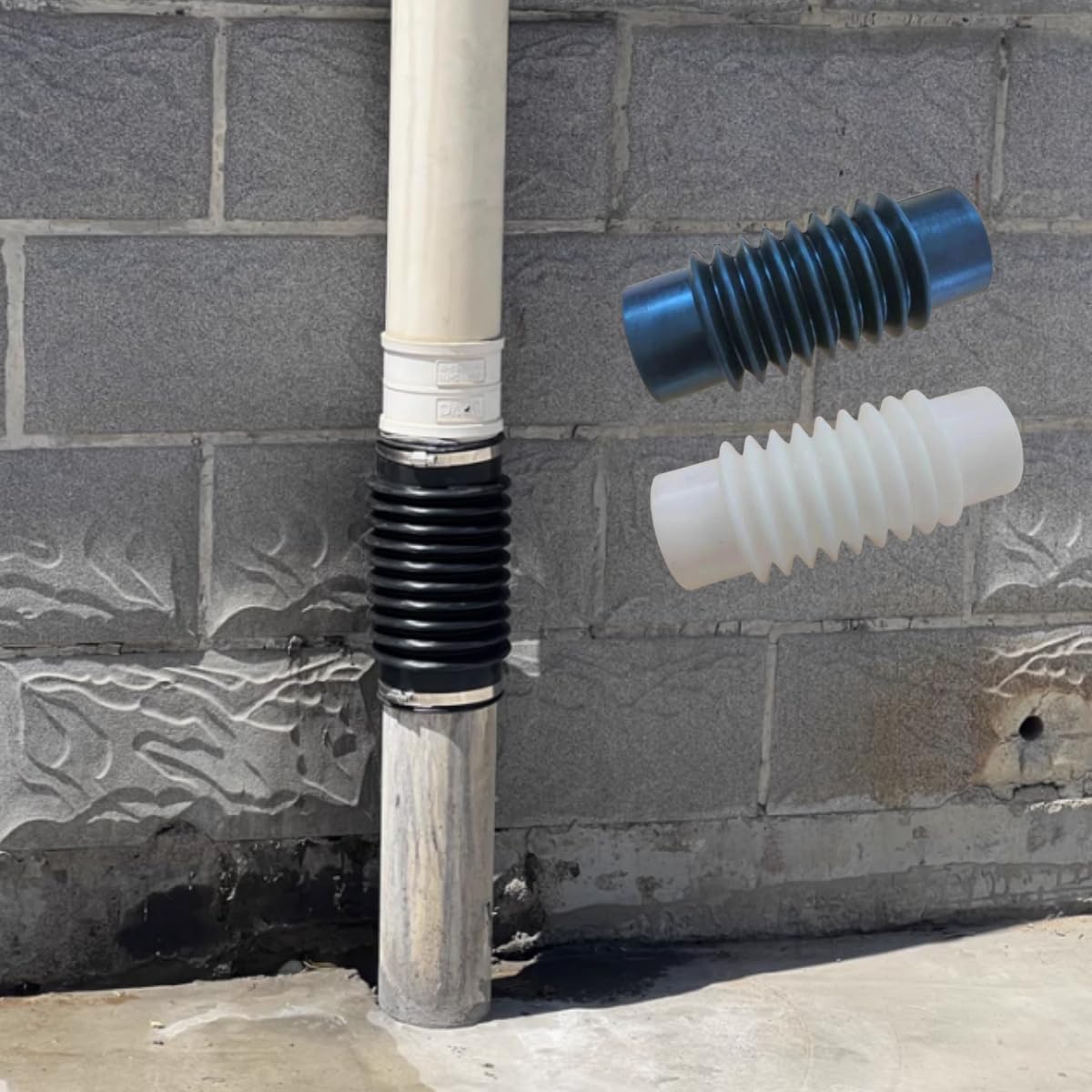 EPDM-Gummi-Wellrohr 50 Mm X 250 Mm – Flexibles Abwasserrohr, Temperaturbeständig -20°C Bis +120°C, Mit 2 Schellen – Für Drucklose Entwässerung