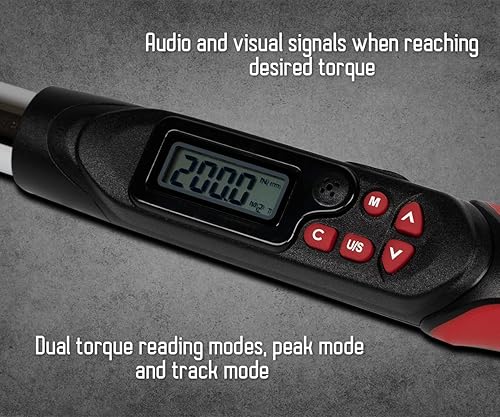Miniatura 4 de Tools Adaptador de par de ángulo digital de 12 pulgada, 12.5-250.7 ft-lbs (17-340 N-m) rango de par, rango de ángulo de 1-360, LED y zumbador,
