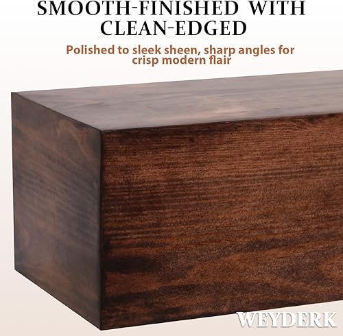 Miniatura 5 de Weyderk Repisa de chimenea, 72 pulgadas, mantel hecho a mano para sobre chimenea, mantel de madera con soporte de metal invisible resistente,