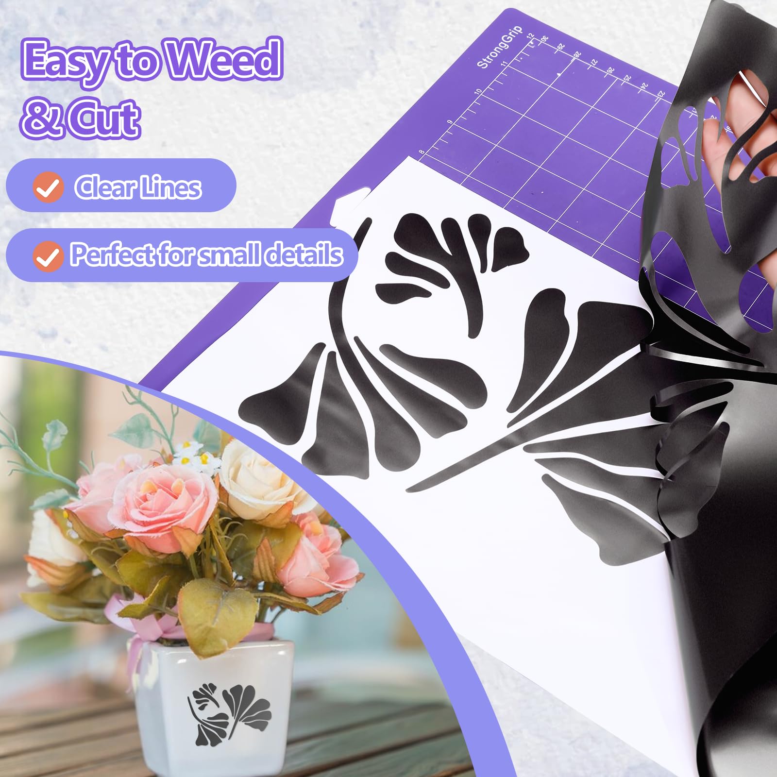 Rouleau De Vinyle Adhésif Permanent Noir Compatible Avec Cricut