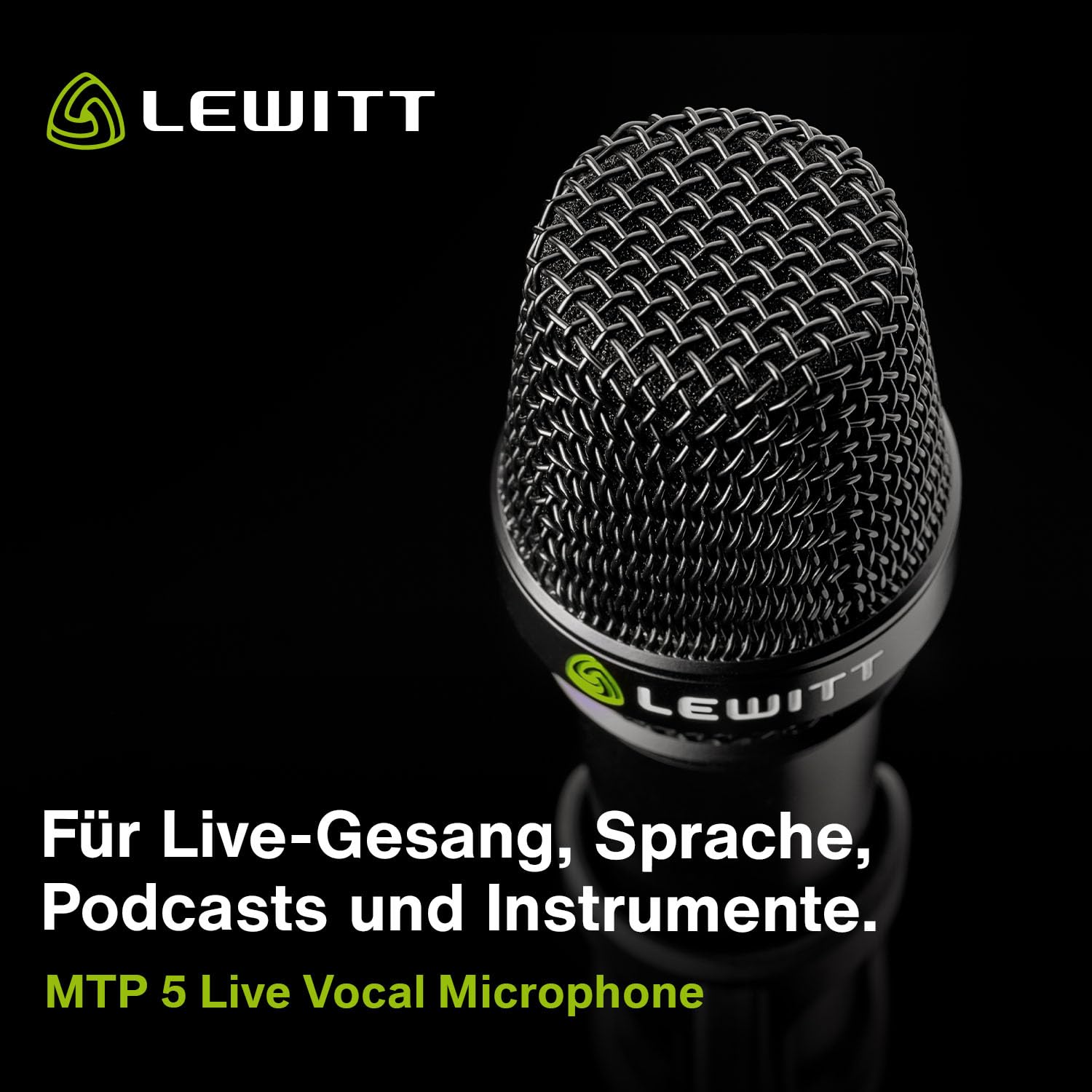 Lewitt MTP 5 Dynamisches Live Gesang Mikrofon für Bühne, Sprache und mehr | Hohe Feedback-Resistenz, robustes Design und exzellenter Klang - inkl. Mikrofonklemme, Windschutz und Tasche