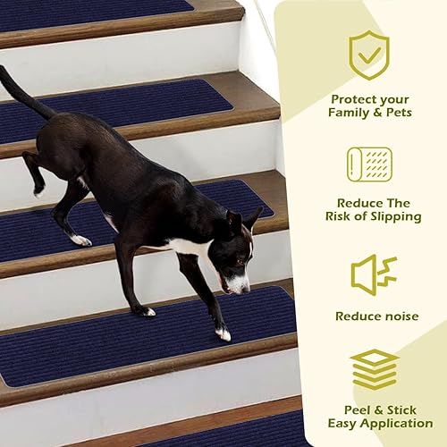 Miniatura 61 de Alfombra antideslizante para peldaños de 30 x 30 pulgadas, alfombra de aterrizaje a juego, antideslizante, resistente al deslizamiento, color negro