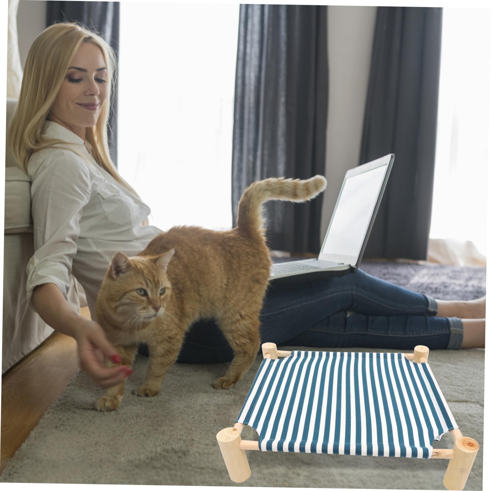 INOOMP Cama de Verano para Perros y Gatos Hamaca refrescante para Gatos Cuna para Perros al Aire Cama de Hamaca Colgante Exterior para Lavable Mascota