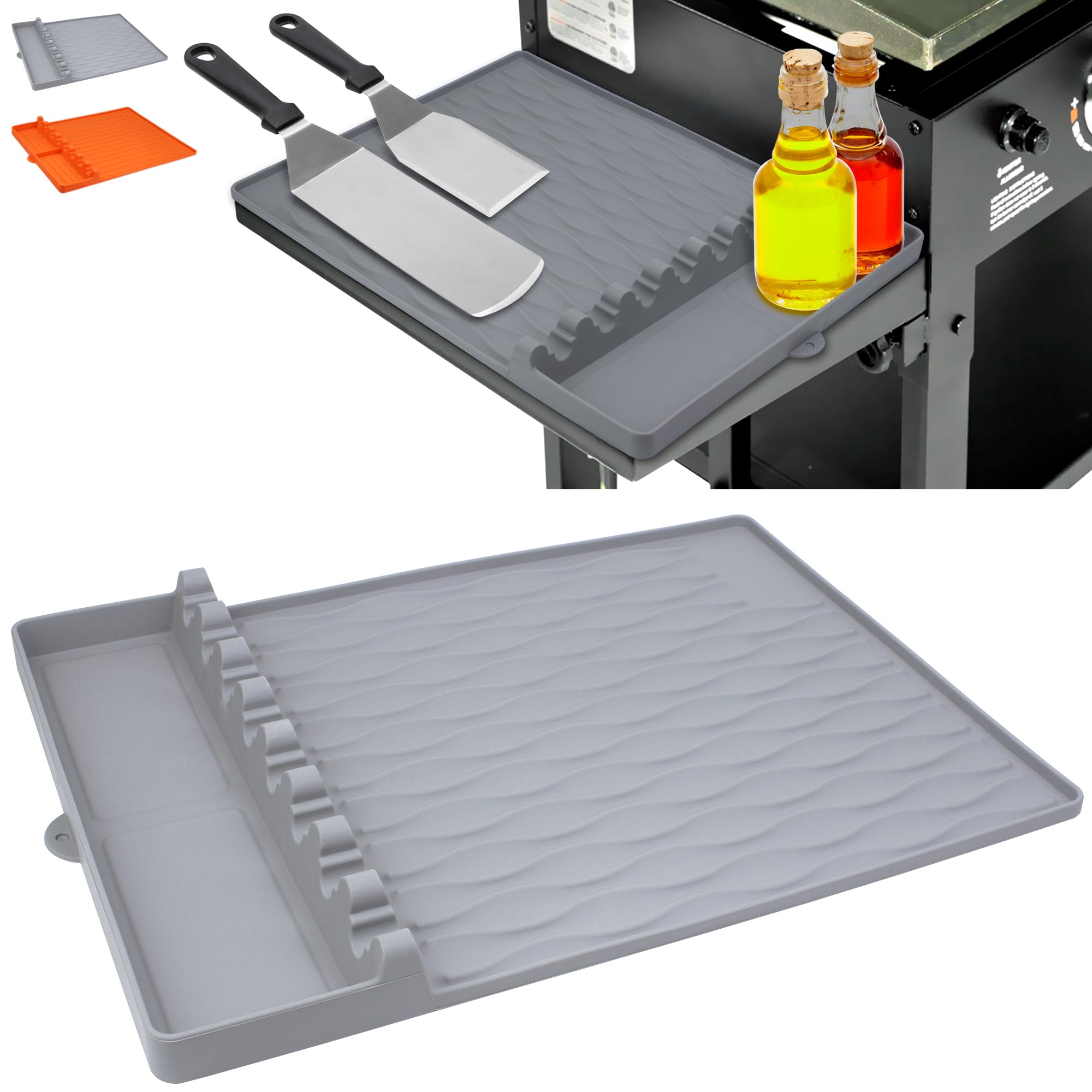 Silicone Grill Mat Griddle Accessories for Side Shelf, Silicone Pad Cooking Gadgets Spatula Barbecue Tools for Outdoor bbq Kitchen Countertop by EANINNO