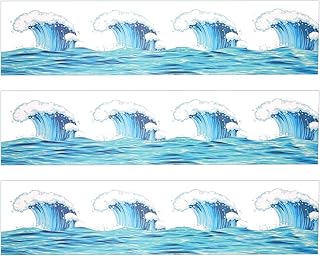 60pcs Waves Bulletin Board Borders, 60ft Chalkboard Border Trim Blue Bulletin Board Paper Ocean Classroom Decor for School Company Classroom Blackboard Bulletin Wall Decoration