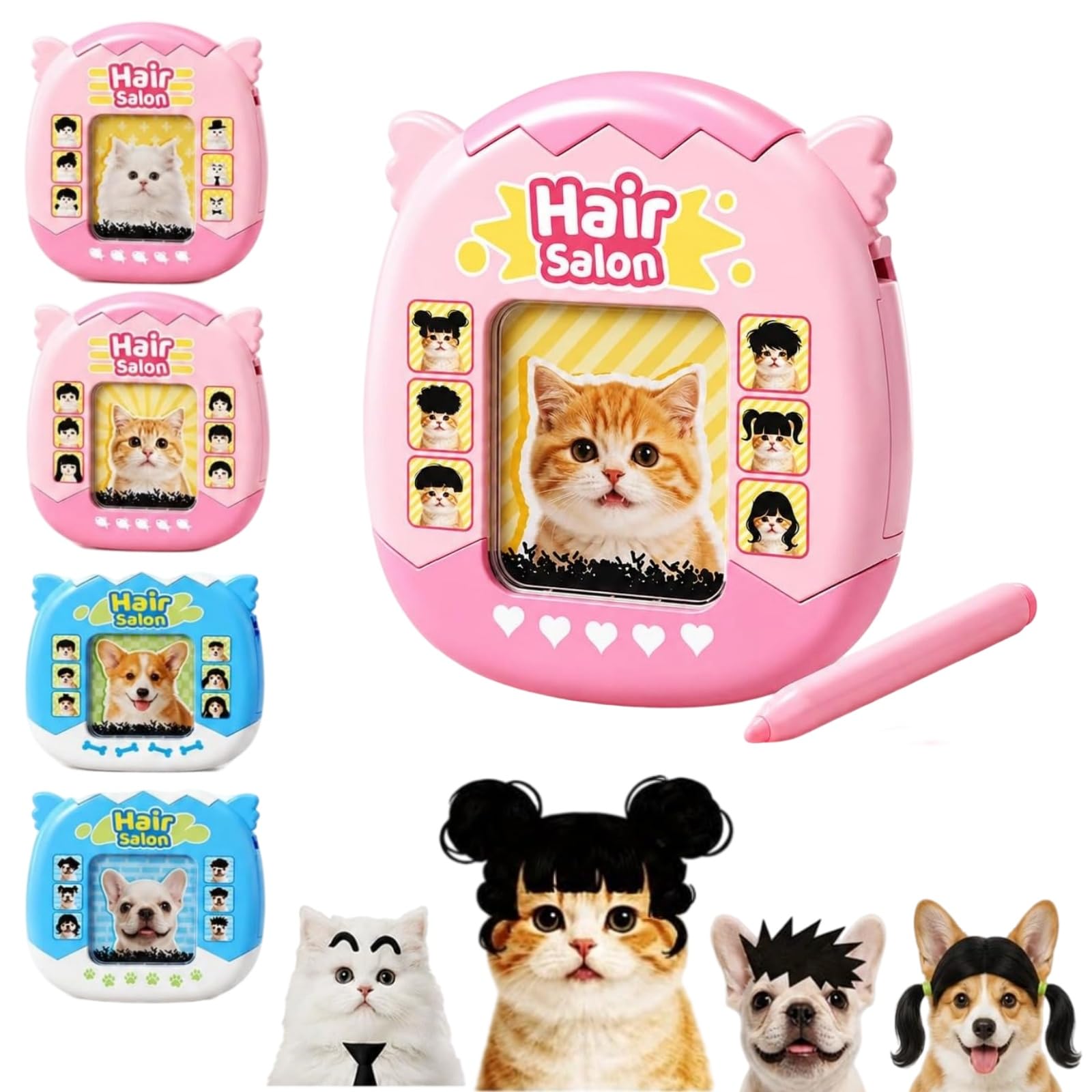 Cat Magnetic Drawing Board, 2-in-1 DIY Hairstyle Toy with Stylus Pen (Orange Cat)