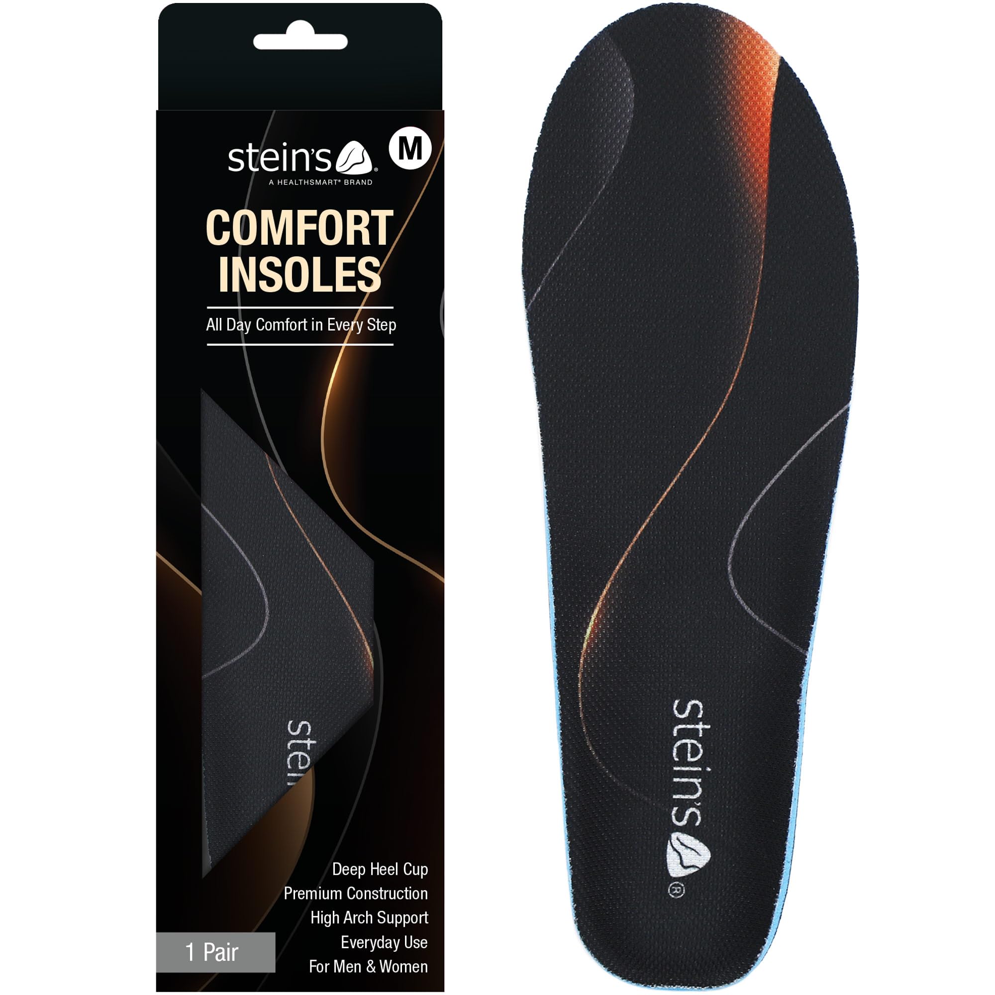 Steins ComfortEase Foam Insoles for Plantar Fasciitis for Men and Women Orthotic Foot Pain Insoles Everyday Relief Flat