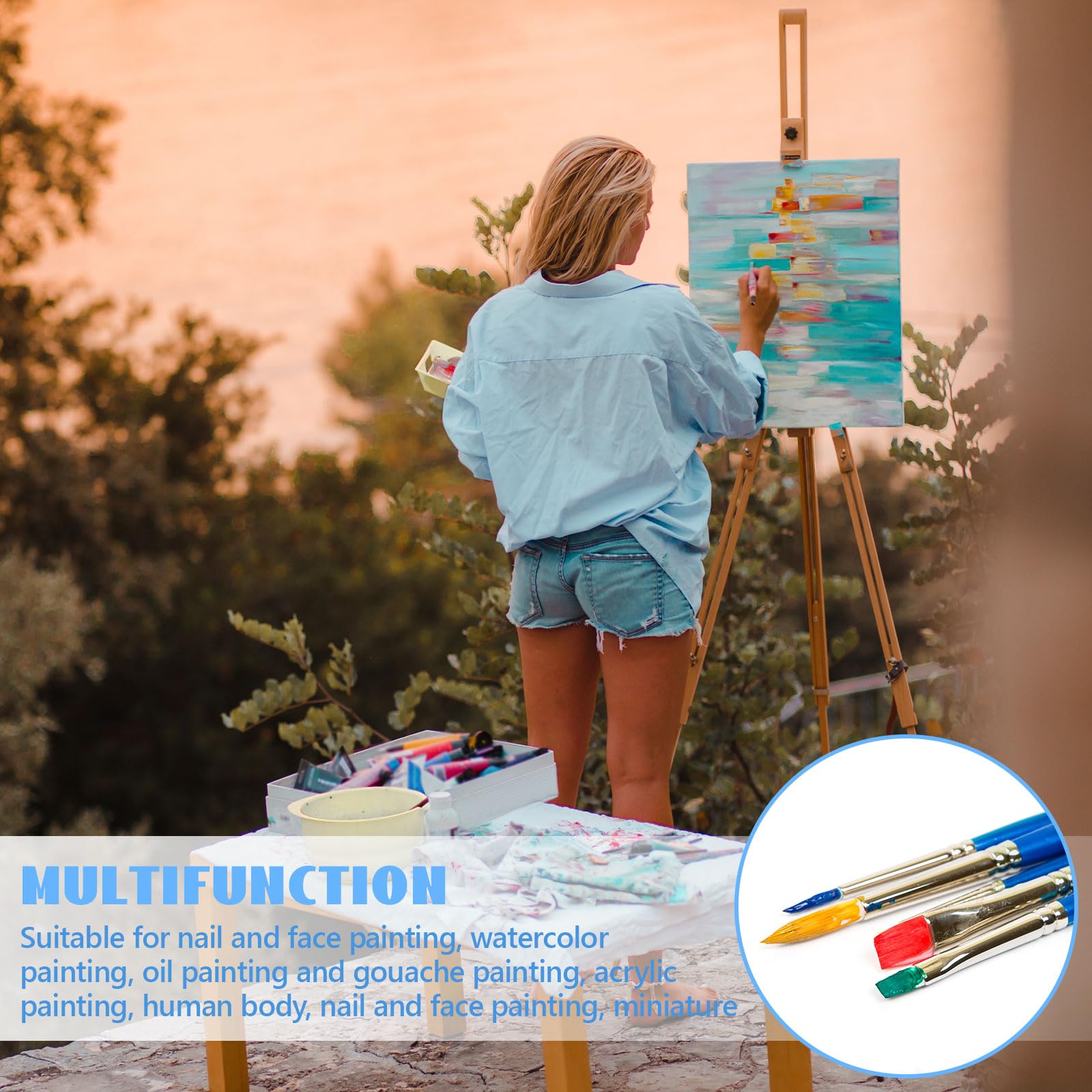 60 Pennelli Per Pittura - 30 Piatti E 30 Rotondi, Nylon, Per Acrilico, Acquerello, Bambini