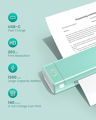 Miniatura 2 de Phomemo M08F - Impresora térmica portátil y papel de transferencia de tatuajes, 100 hojas tamaño A4, impresoras térmicas inalámbricas sin tinta