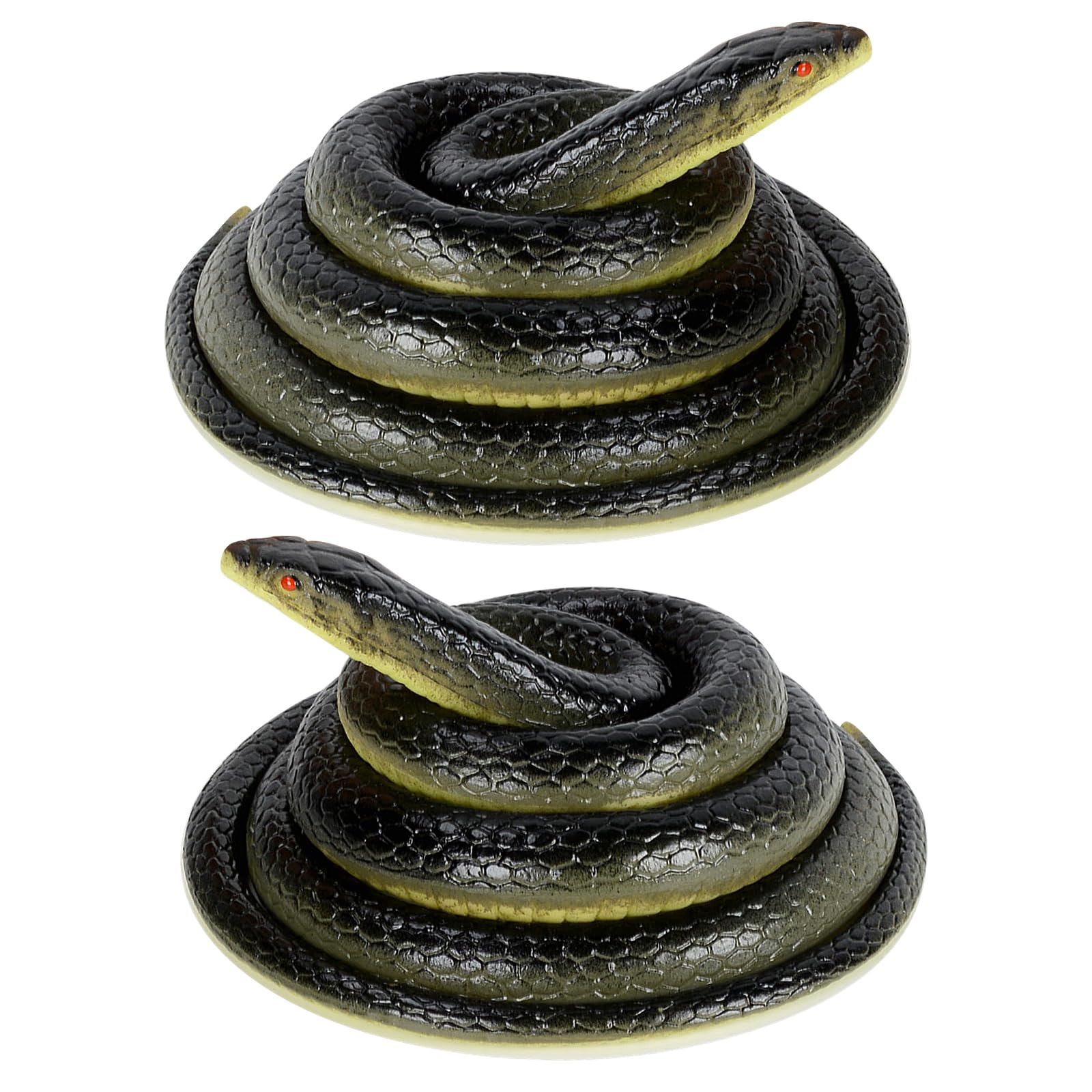 Fake Snakes, 2 Pack Realistic Rubber Snakes Keep Birds Squirrels Away, Garden Snake Prop for Halloween Decoration Party Favors Prank Props
