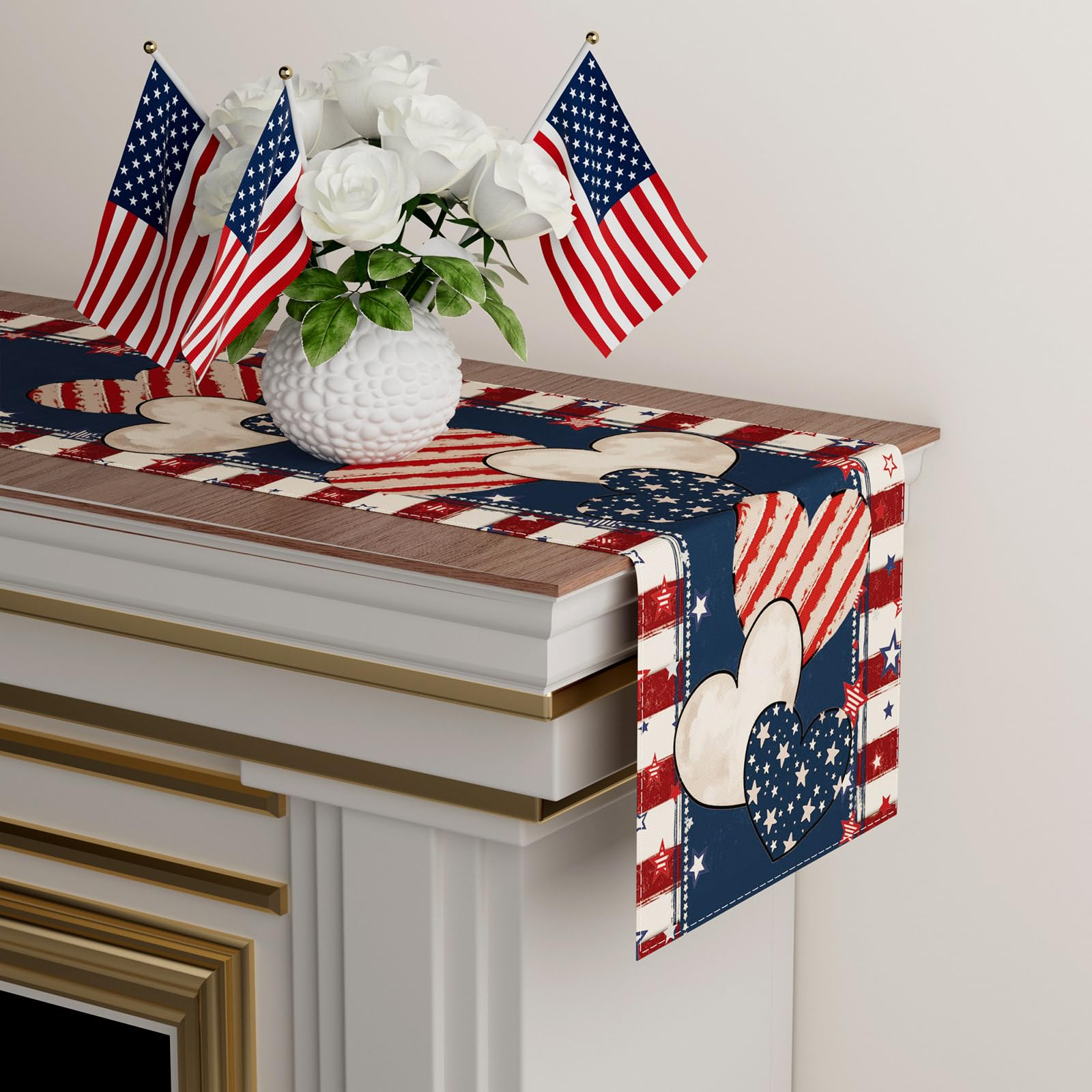 Patriotic Table Runner With Gnomes & Stars – 4th Of July, Memorial Day Home Decor - View #8