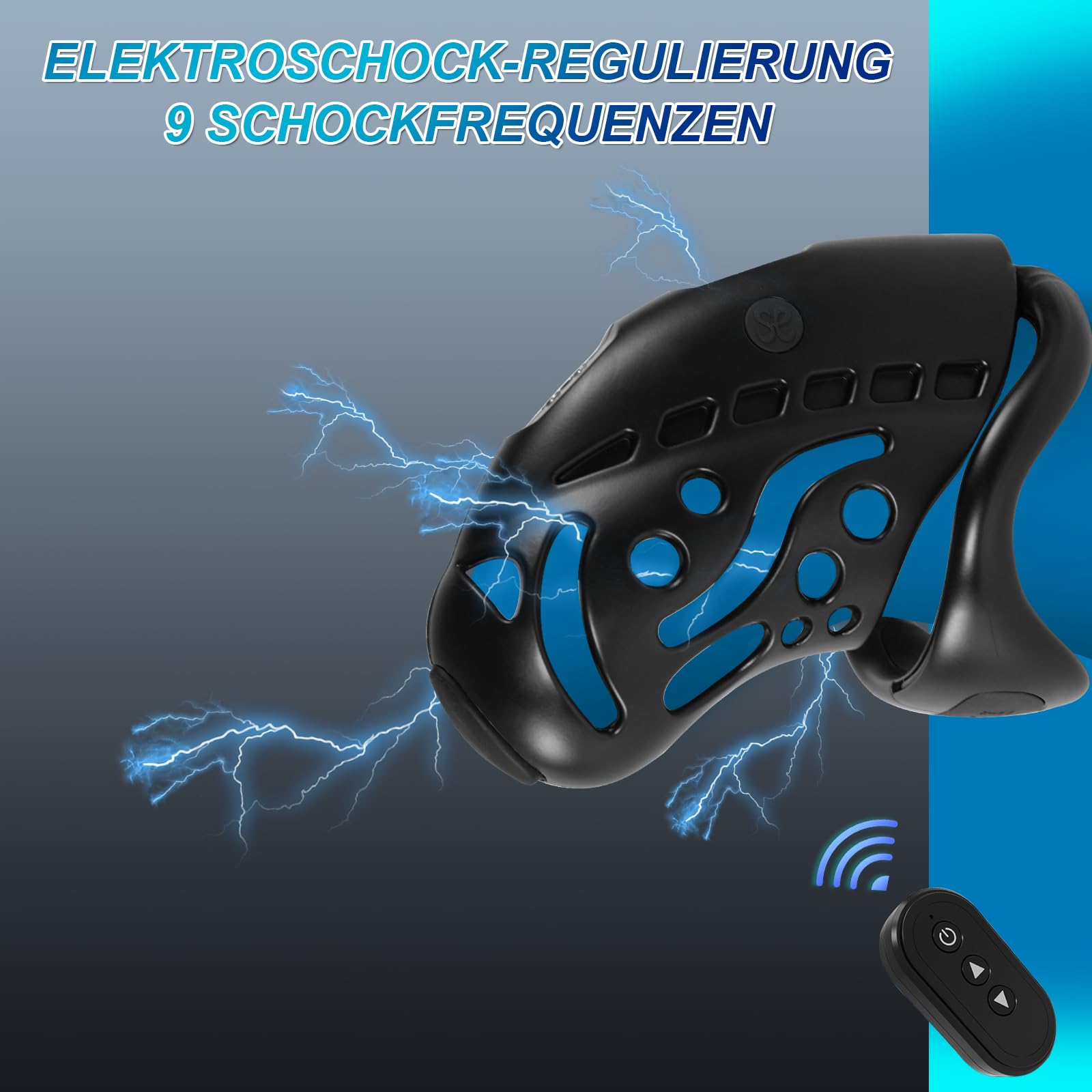 Electro Choc Chastity Cage Hommes avec 9 fréquence Smart Remote Cage de chasteté Hommes avec 3 Penis Rings, Dilator Cock Cage SM Bondage Sex Toys for Male, Couples