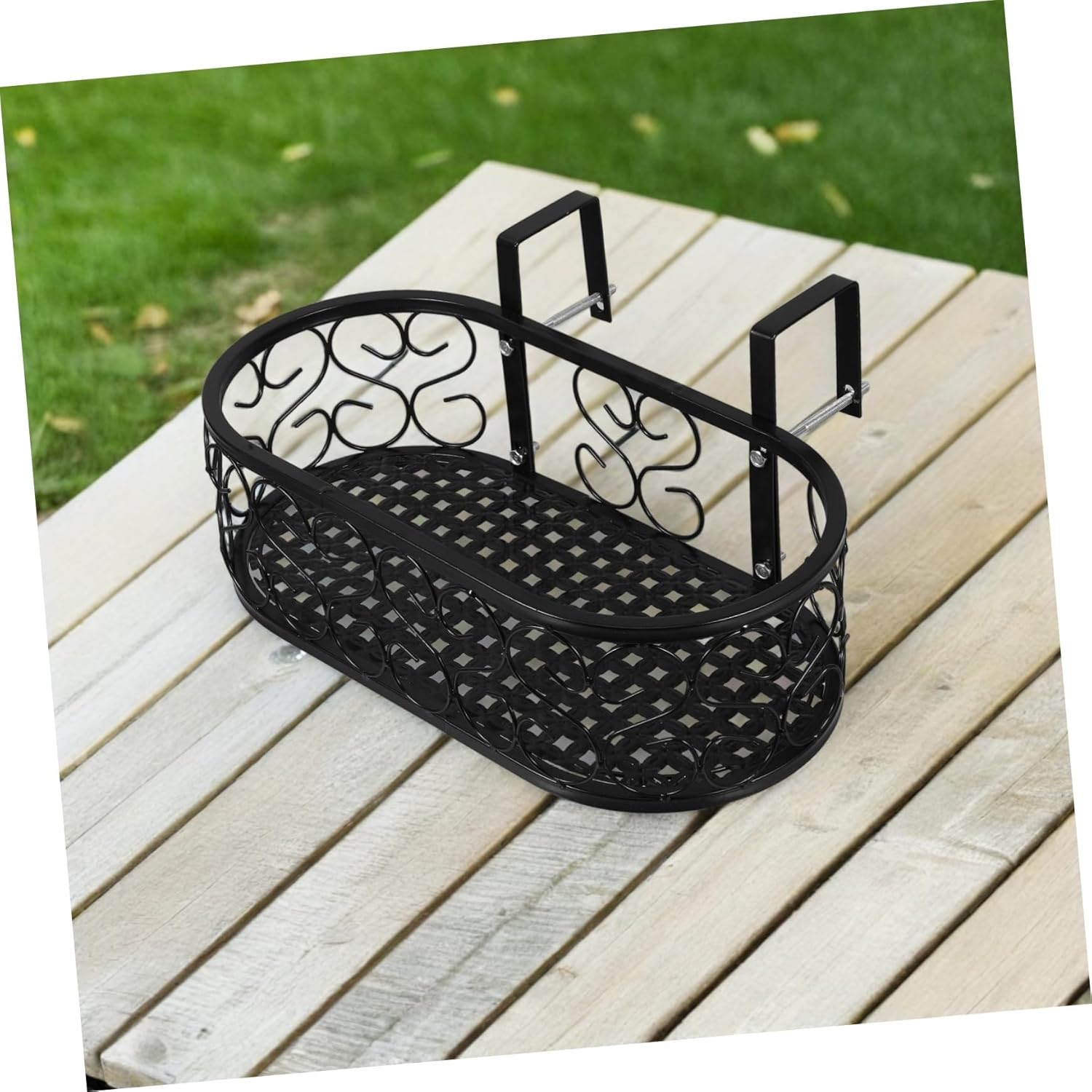 Balcony Hanging Flower Pot Stand Railing Flower Pot Holder Sturdy Metal Plant Rack for Patio Deck Window