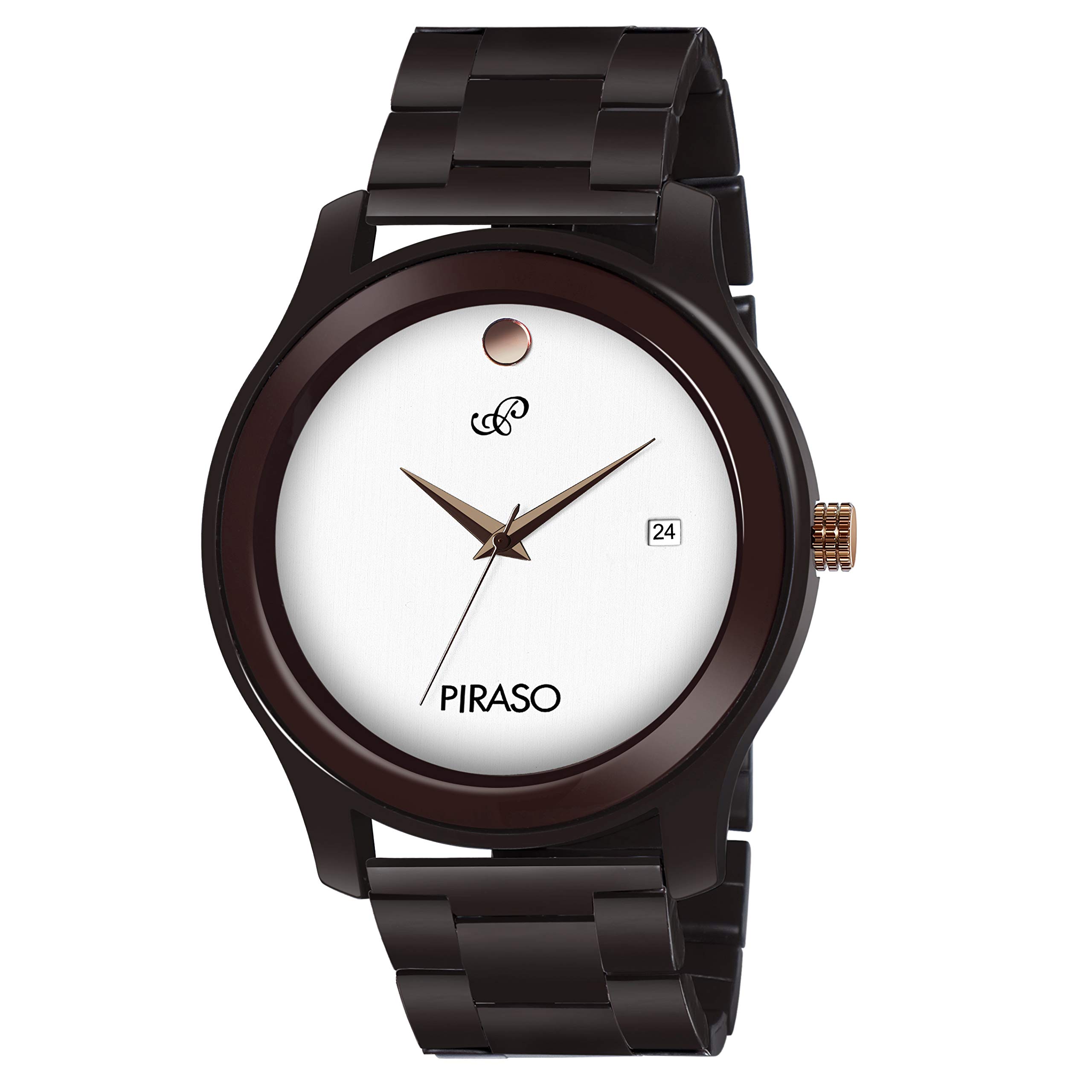PIRASO Luxury Analogue Mens Watch(White Dial Brown Colored Strap)-D3 052 MOVADO G (B08RXTHCKR) Amazon Price History, Amazon Price Tracker