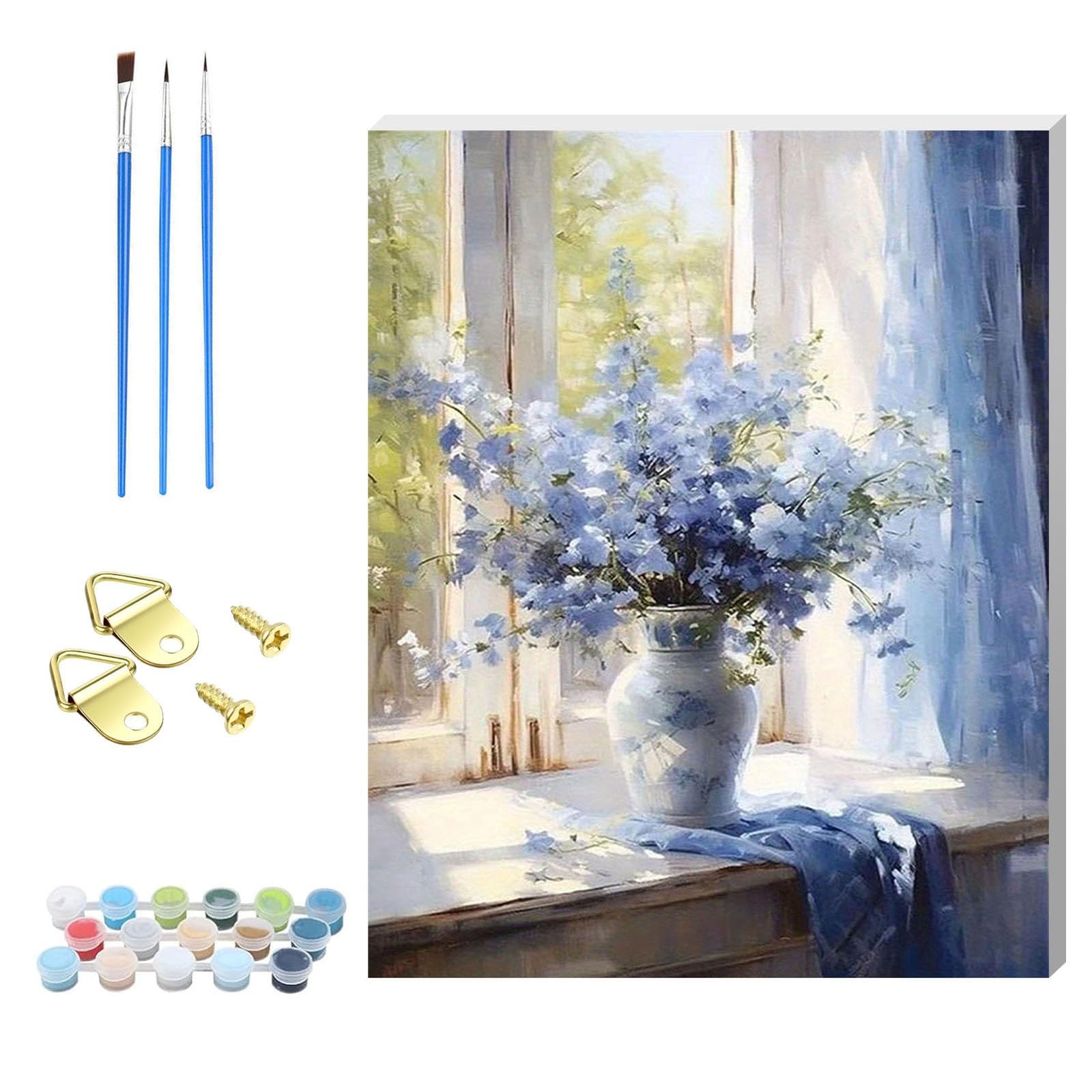 Xiangxujia Flower Paint By Numbers Kit For Adults,Diy Easy Painting Kits On Canvas With Wooden Framed, Small Color By Numbers Acrylic,Adult Paint By Number For Gifts,Home Wall Decor (Flower)