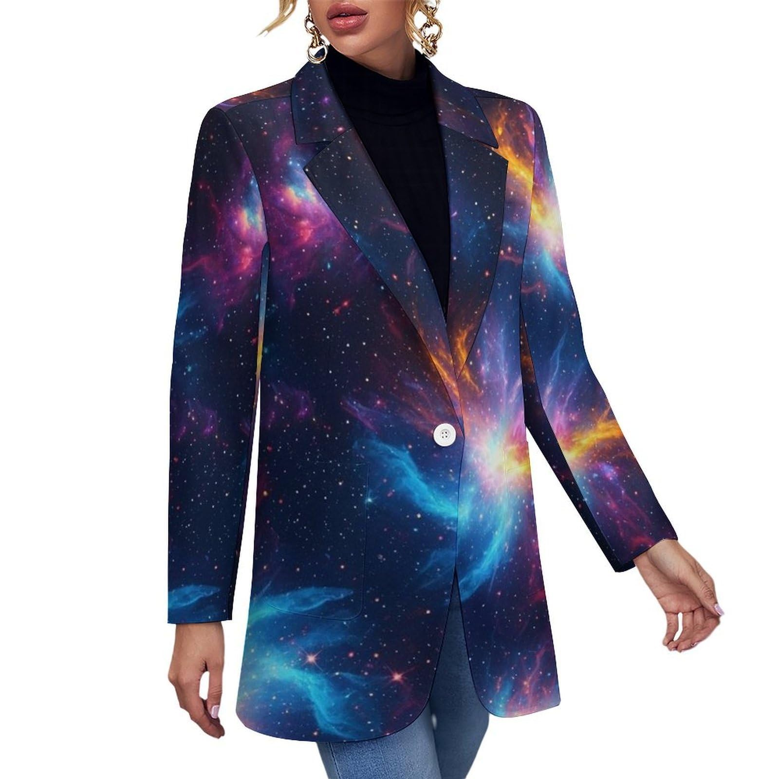 Casual Basic Work Jackets for Women Long Sleeve Lapel Collar Suit Jacket Office Business Ladies Jackets