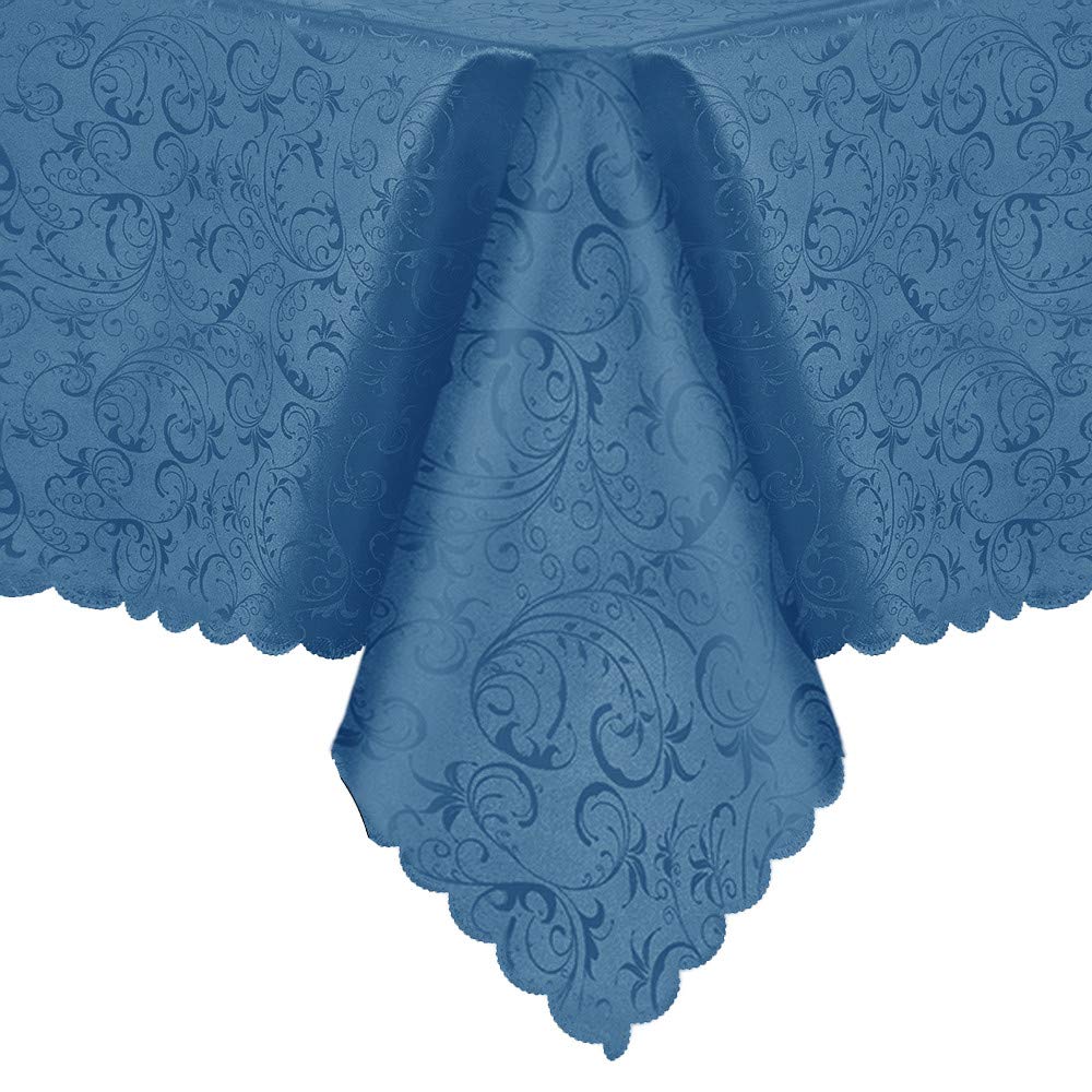 Rectangular Vinyl Tablecloths Easy Care Dinning Table Cover Waterproof Oil-Proof Spill-Proof Durable Tablecloth (Blue, 60"x84")