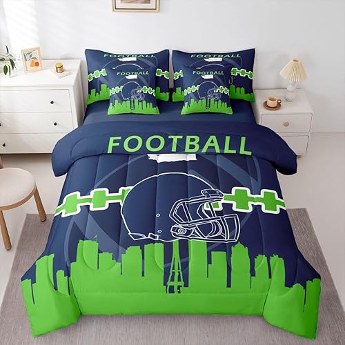 Erosebridal 7 Pcs Comforter Set King Size,Kids Football Bed in a Bag with Flat S