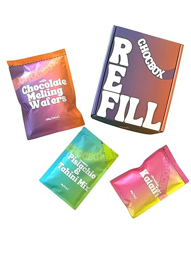 Chocbox Viral Dubai - Kit de recarga de barra de chocolate con leche, obleas de choc, kataifi rallado, crema de pistacho, kit de caja de regalo de