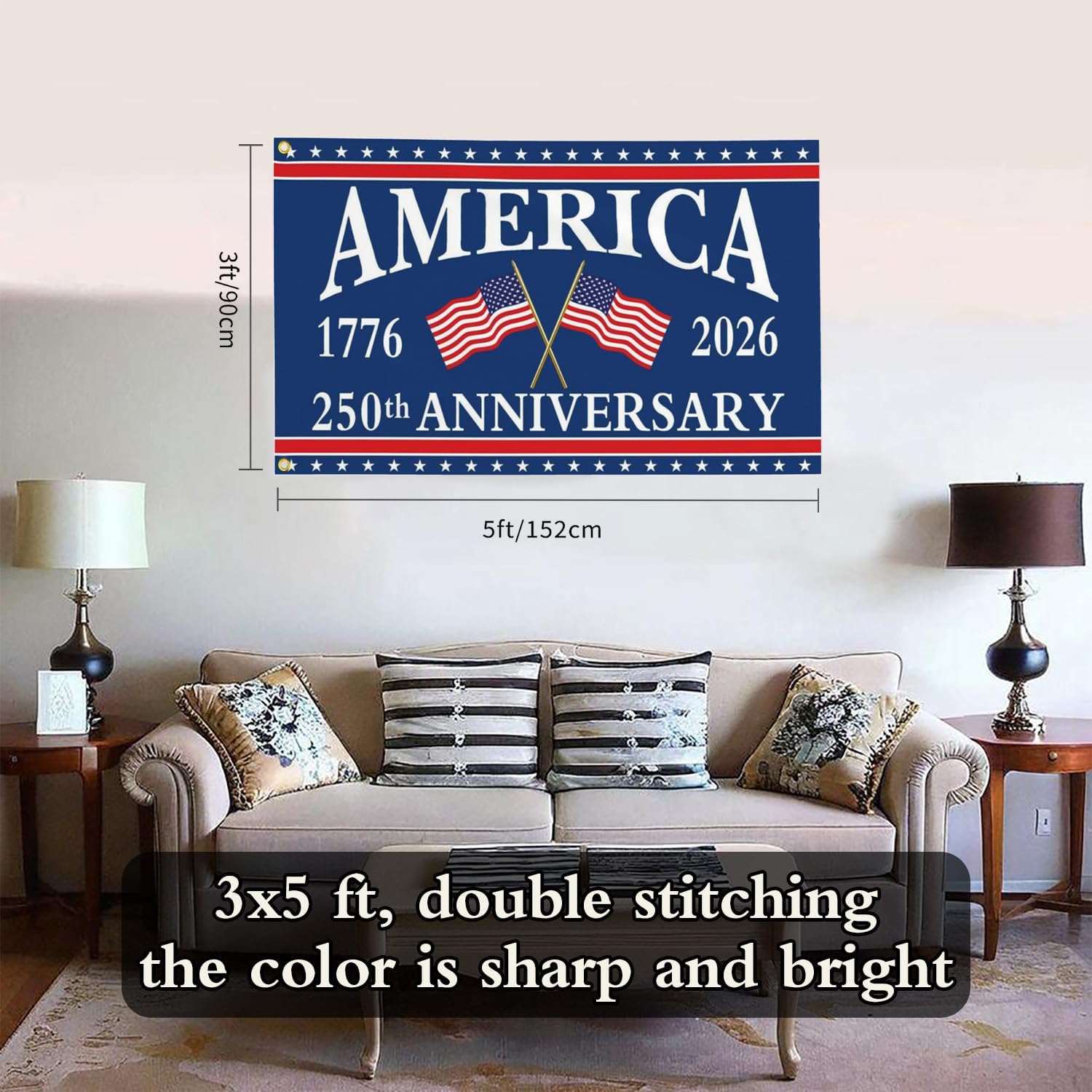 250 Year American Anniversary Flag Anniversary Usa Flag 3x5 Ft Outdoor We The People 1776 Yard Flags for Outside House Indoor Yard Patriotic Banner Decor - Image 4