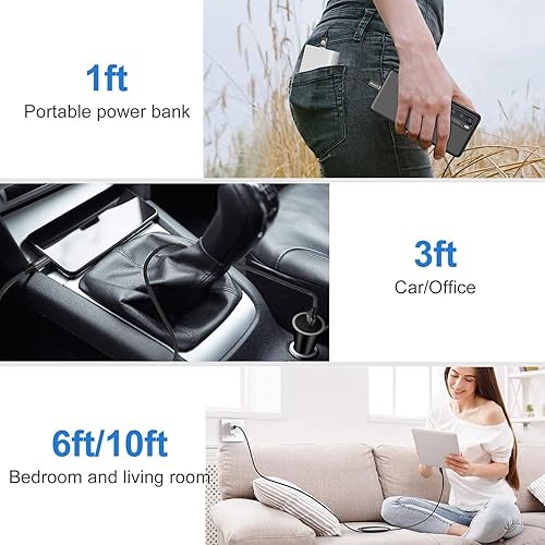 Miniatura 29 de Cable USB tipo C, paquete con 5 unidades, 6 pies, carga rápida, cargador rápido 3A, cable rápido, cable tipo C - A