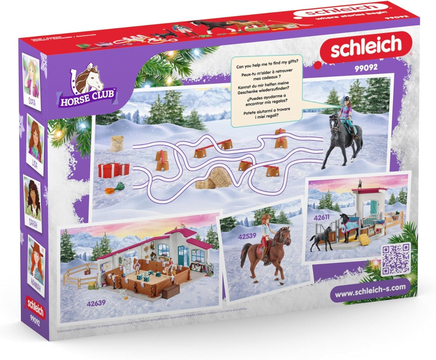 schleich Horse Club | Adventskalender Horse Club 2025 – 99092 | mit beweglicher Figur Lisa, 2 Pferdefiguren, Katze, Zaumzeug & vielem Zubehör | Geschenkidee für Kinder ab 5 Jahren | 36 Teile