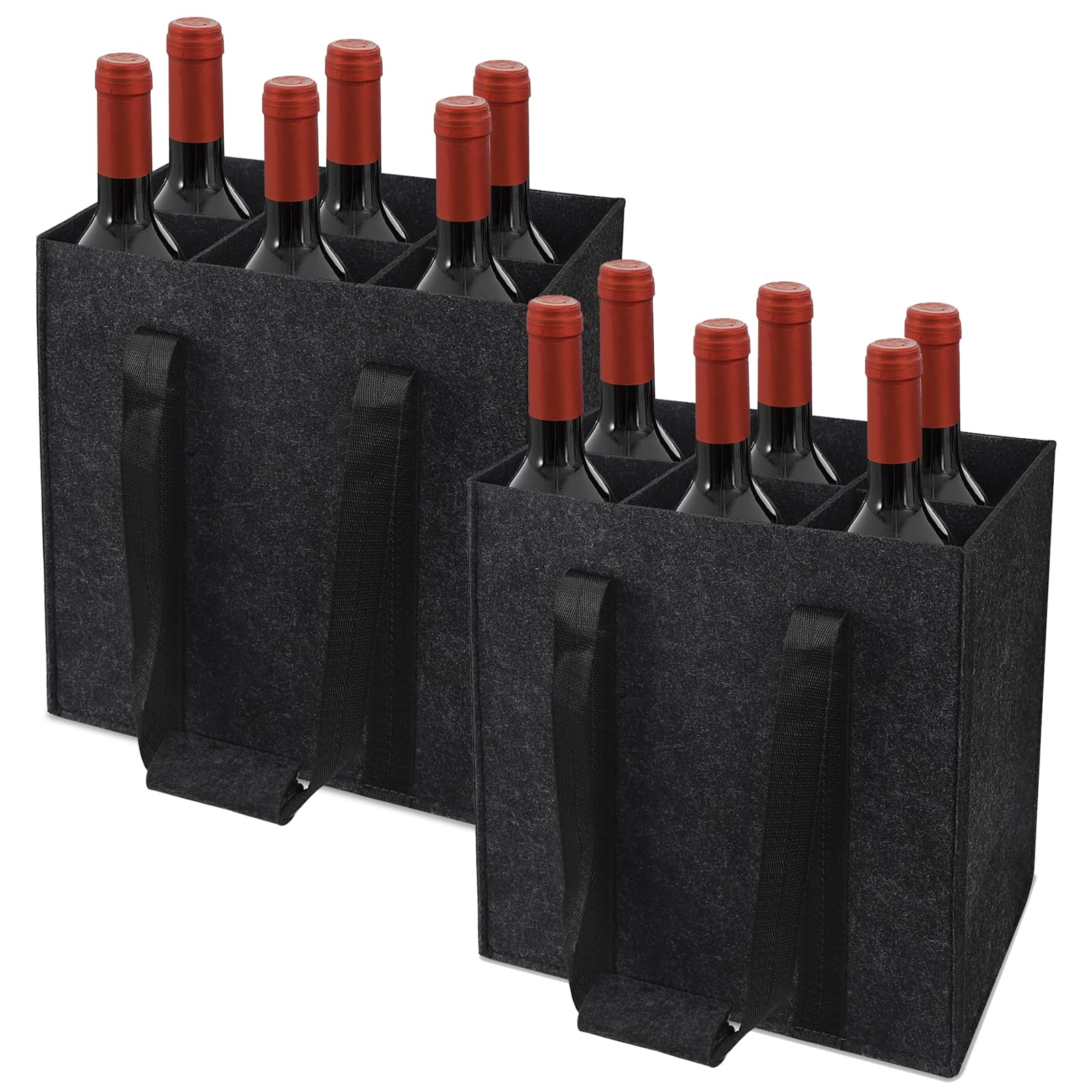 Sac à Bouteilles 6 Compartiments Pour 1,5L - Sac Fourre-Tout Shopping Noir Robuste Et Réutilisable