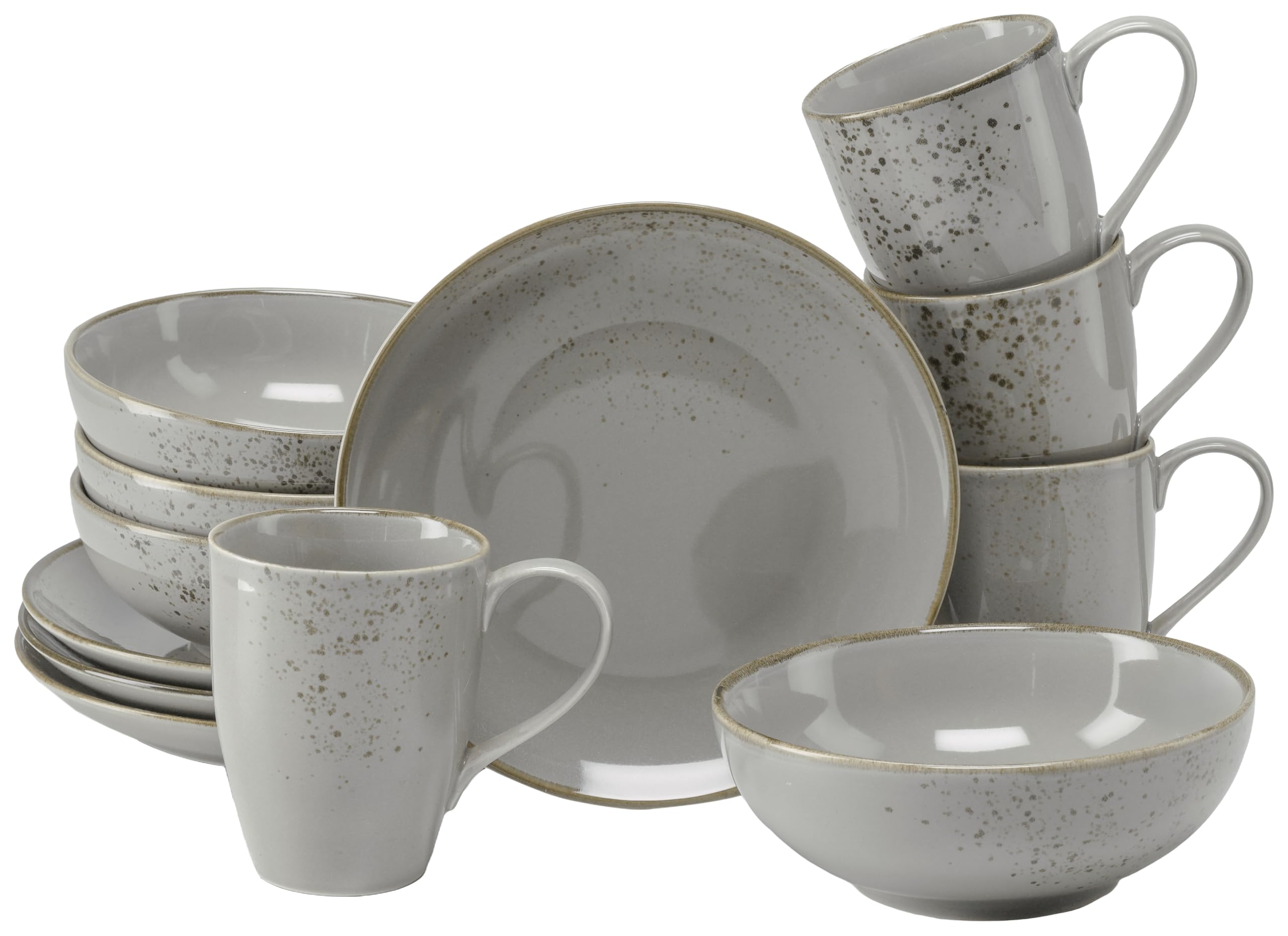CreaTable, 24970, seria Nature Collection Stone, 12-częściowy zestaw naczyń dla 4 osób, serwis do kawy z kamionki, nadaje się do mycia w zmywarce i używania w kuchence mikrofalowej, wyprodukowano w