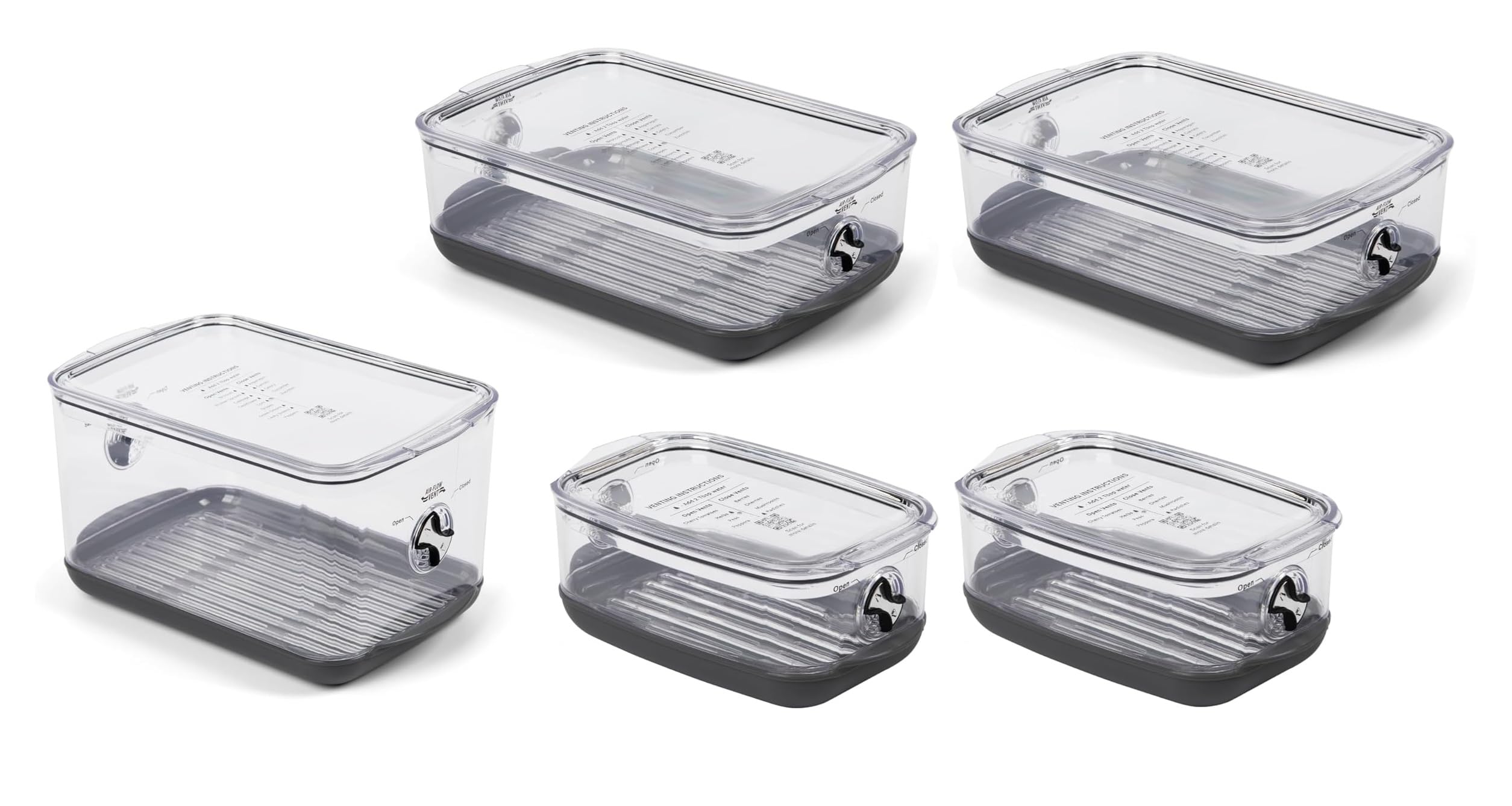 ProgressiveProKeeper+ Stackable Produce ProKeeper Storage Container with Stay-Fresh Vent System (PKS-5PC-Produce+)