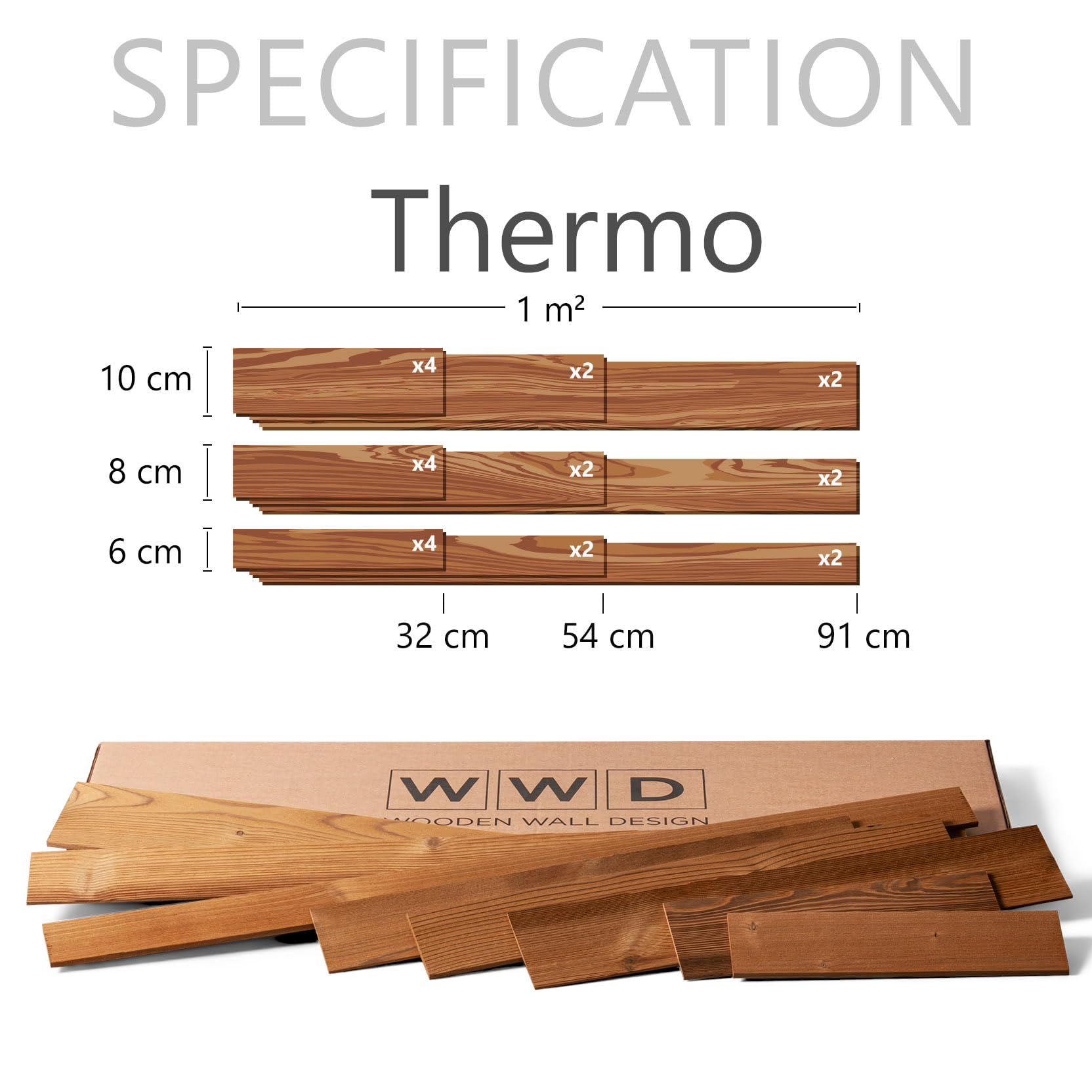 Okładzina ścienna z drewna termicznego, panele ścienne 3D, strukturalne drewno termiczne, okładzina drewniana, ściana drewniana, wzór ścienny, model Thermo (1 m2)