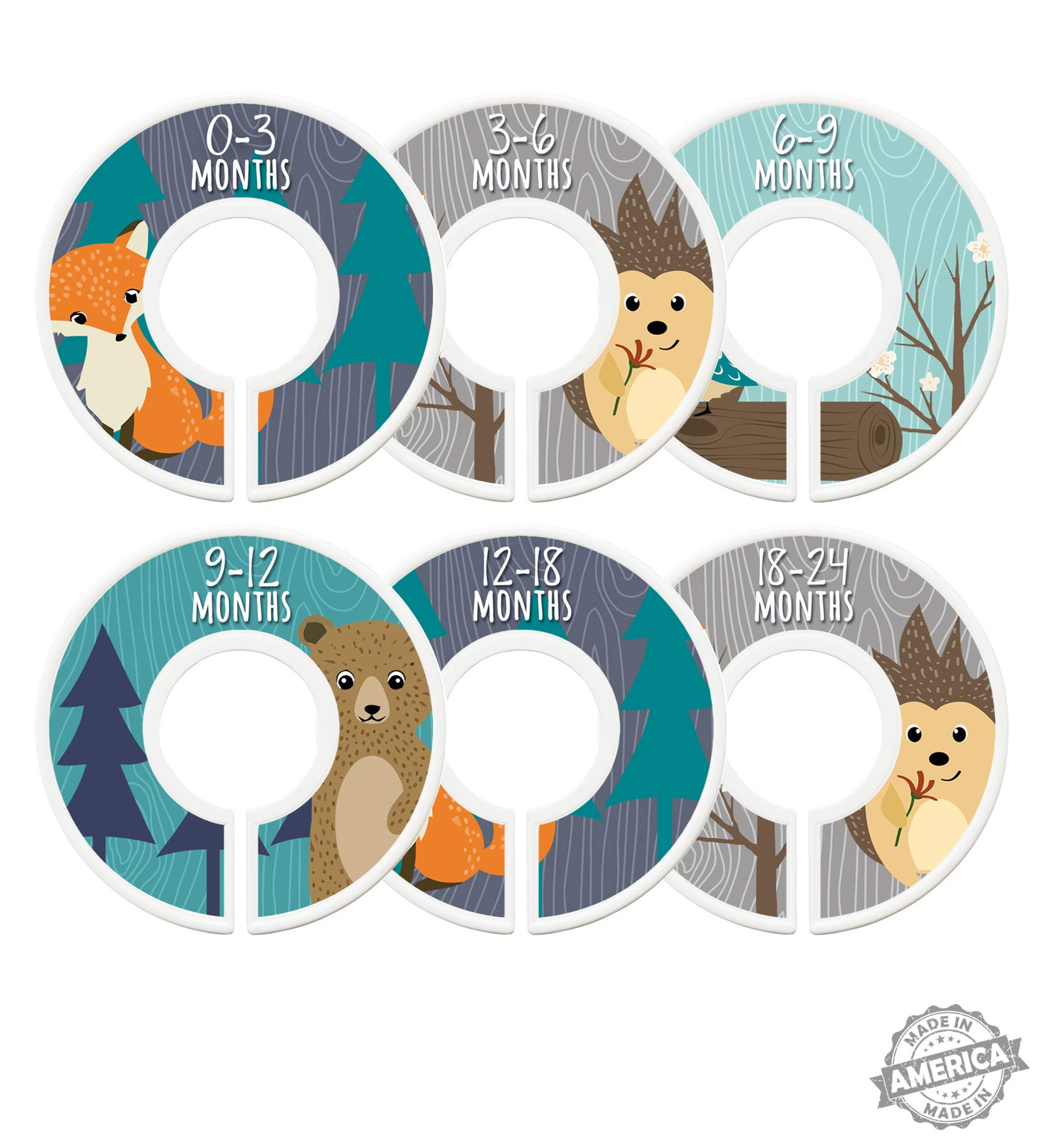 Modish Labels Baby Nursery Closet Dividers, Closet Organizers, Nursery Decor, Baby Boy, Woodland, Fox, Bear, Owl, Hedgehog