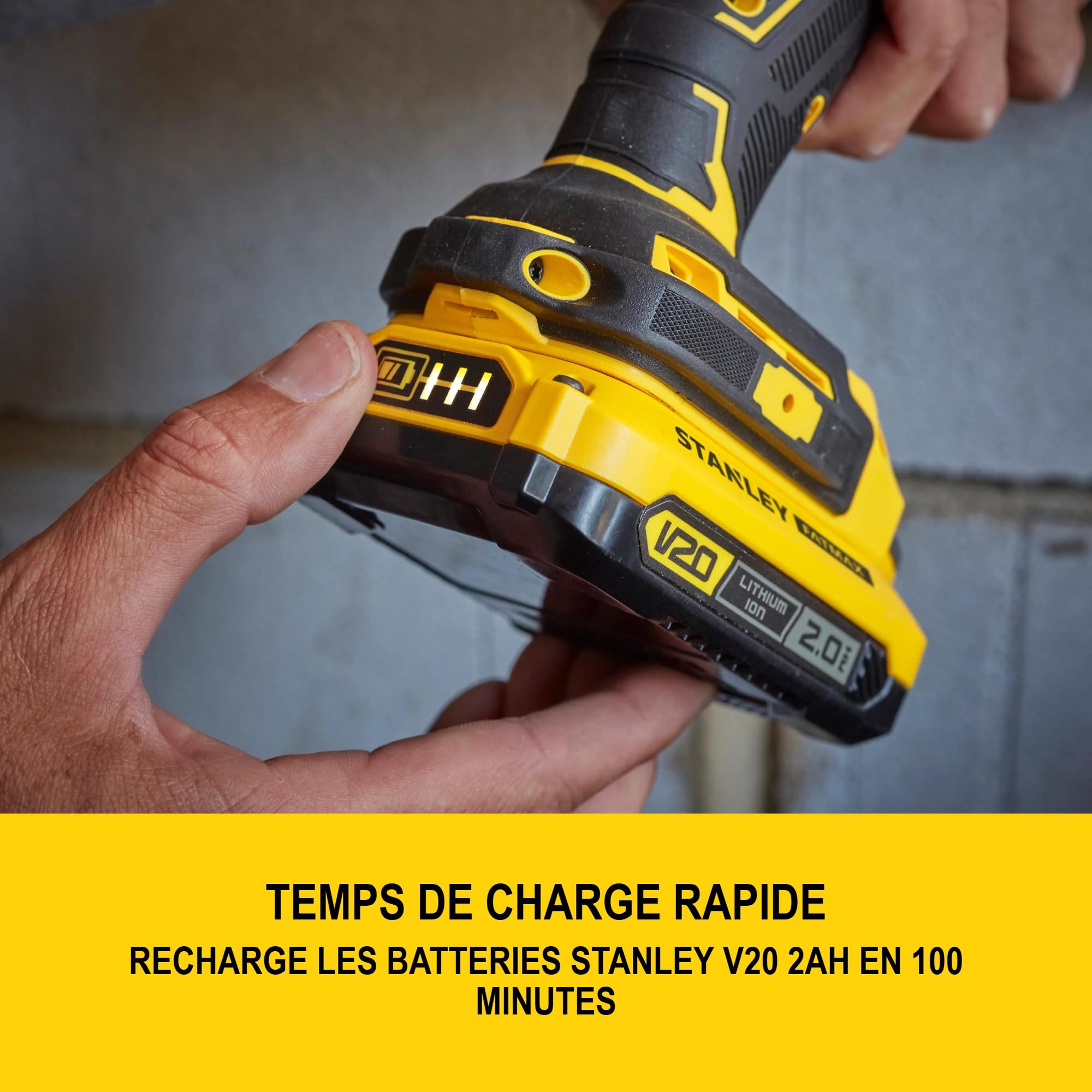 STANLEY FATMAX V20 Pack de Batterie 2,0 Ah et Chargeur 1,25 A, 18 V, SFMCB10D1-QW