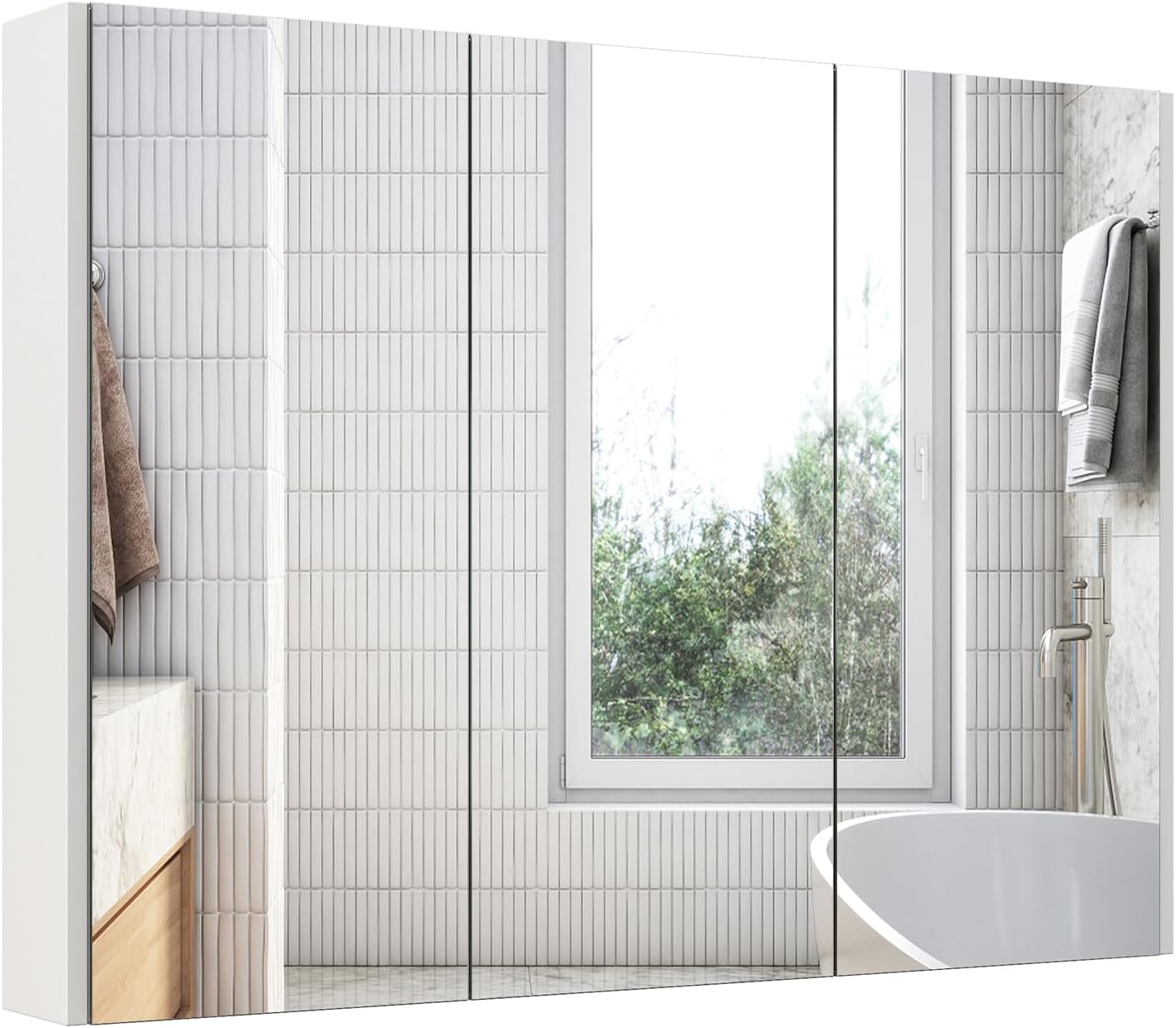 Seenvlog Armoire ?� pharmacie LED de salle de bain avec lumi?�re, ?�quip?�e d'un ?�liminateur de 