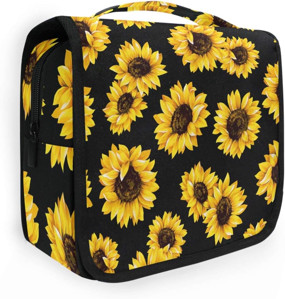 CaTaKu Tropical Sunflower Van Gogh Cosmetic Bag Toiletry Bag Multifunction Bag Cosmetic Portable Makeup Waterproof Travel Hanging Organizer Bag for Men & Women