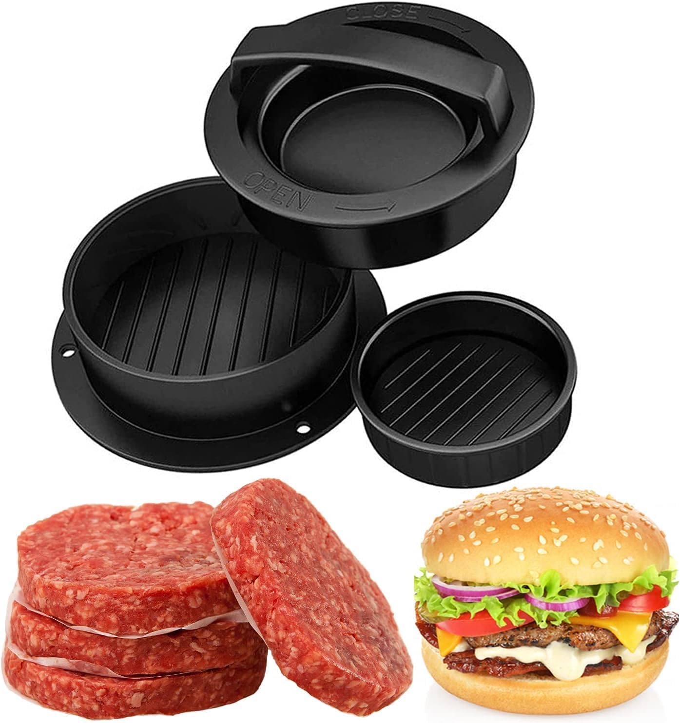 3-in-1 Burger Making Tool Burger Press Hamburger Patty Maker Stuffed Burgers Press Hamburger Patty Maker Stuffed Burgers Press