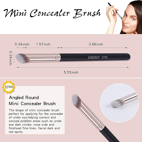 Miniatura 5 de ENERGY Kabuki - Juego de 3 brochas de maquillaje profesional para fijar base de polvo, corrector, bronceador, mezcla con base de crema líquida,