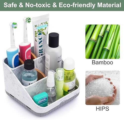 Miniatura 6 de Chintu Portacepillos de dientes para baños, soporte eléctrico para cepillado de dientes con 6 ranuras, organizador de encimera de baño para niños y