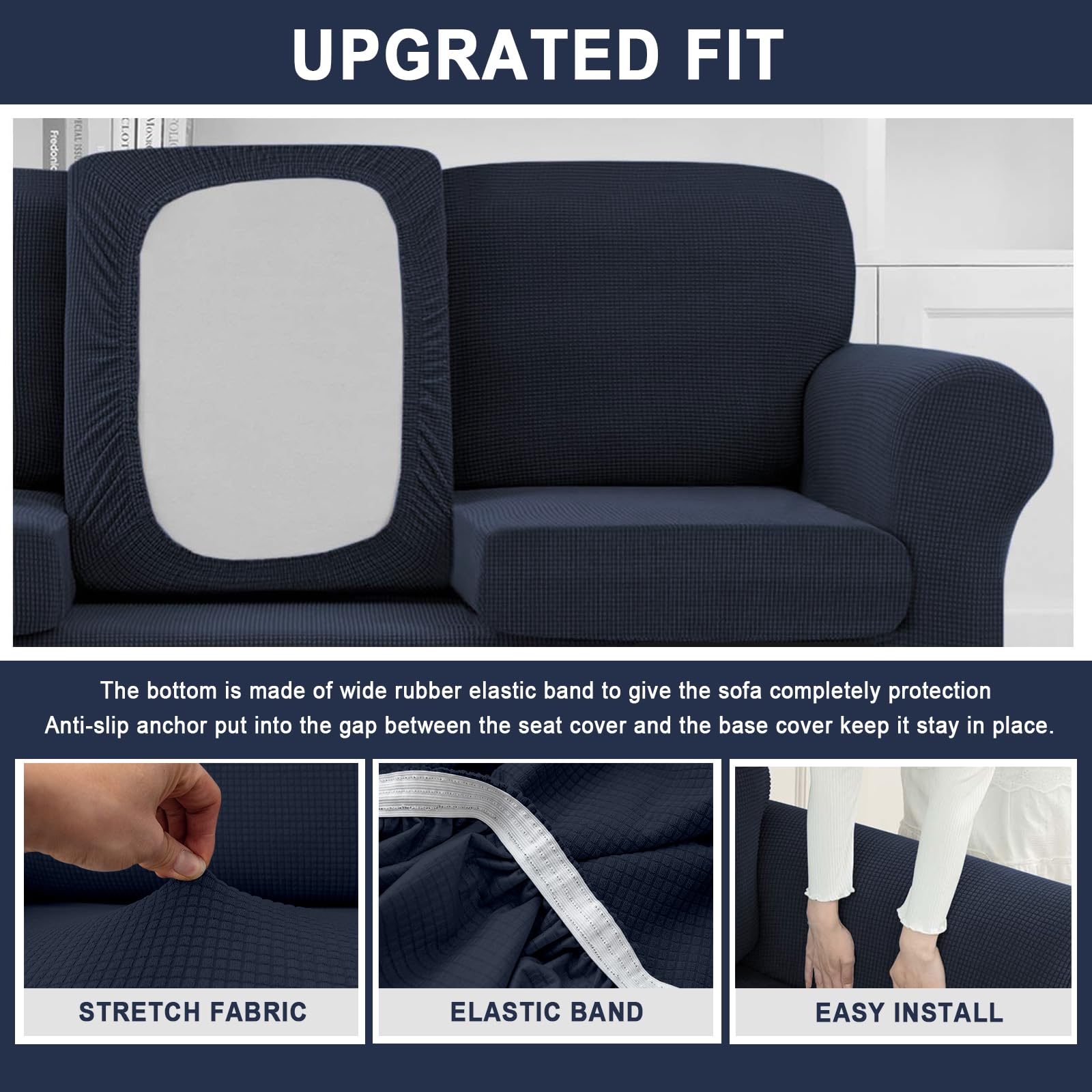 Ektorp - Set di coprisedili impermeabili e lavabili, protezione per divano e schienale a 1 posto, in tessuto elasticizzato resistente, perfetto per la decorazione della casa