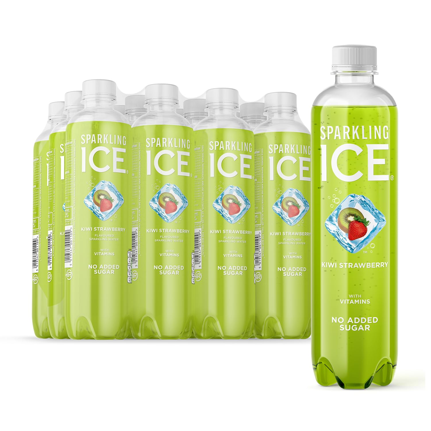 Kiwi Strawberry flavour sparkling water with antioxidants and vitamins, No sugar, 500ml Bottles (Pack of 12)