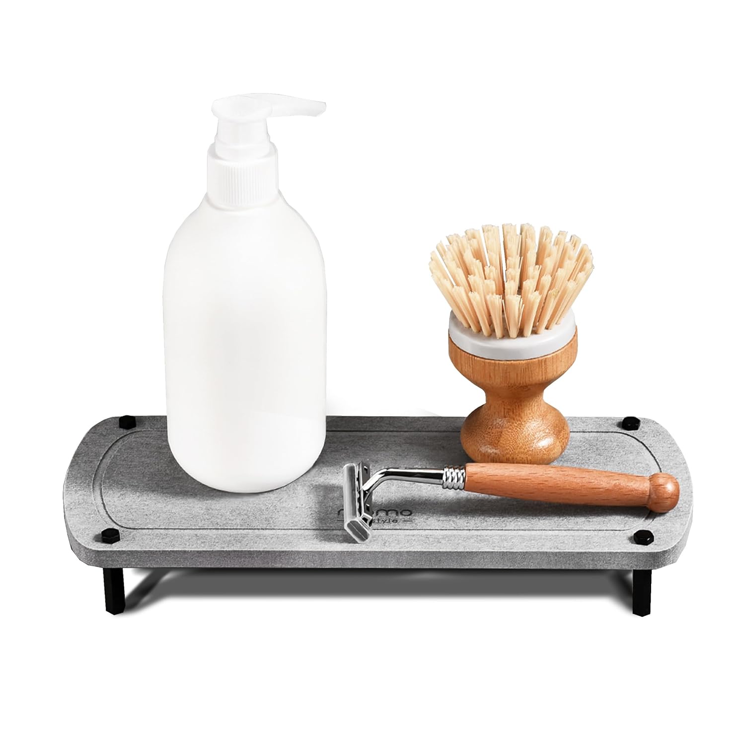 Momo Lifestyle Bathroom Kitchen Sink Fast Drying Stone Sink Tray Caddy Drying Rack Accessory Organizer Diatomaceous Earth Bottle