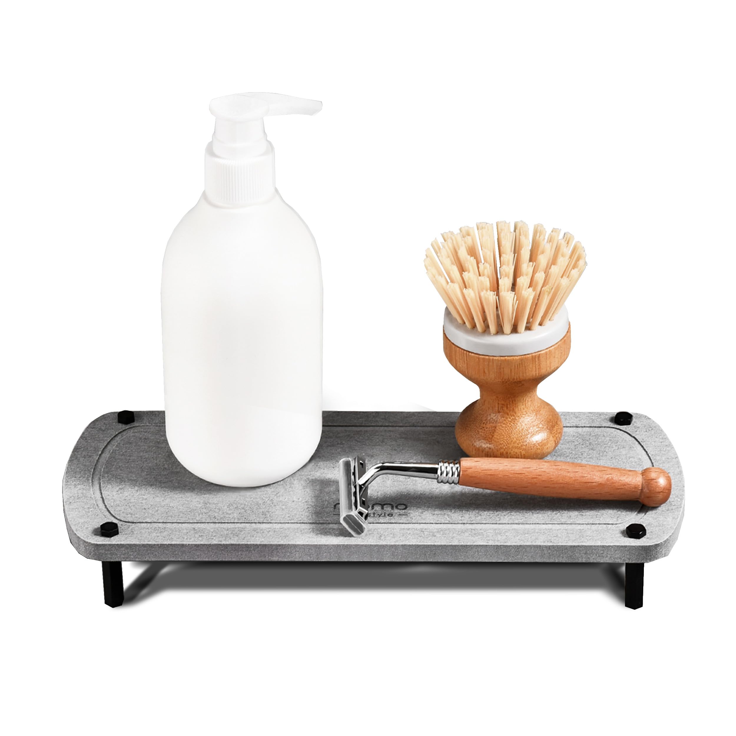 Bathroom Kitchen Sink Fast Drying Stone Sink Tray Caddy Drying Rack Accessory Organizer Diatomaceous Earth Bottle Drying Rack Dish Sponge Countertop Organizer Drytomini