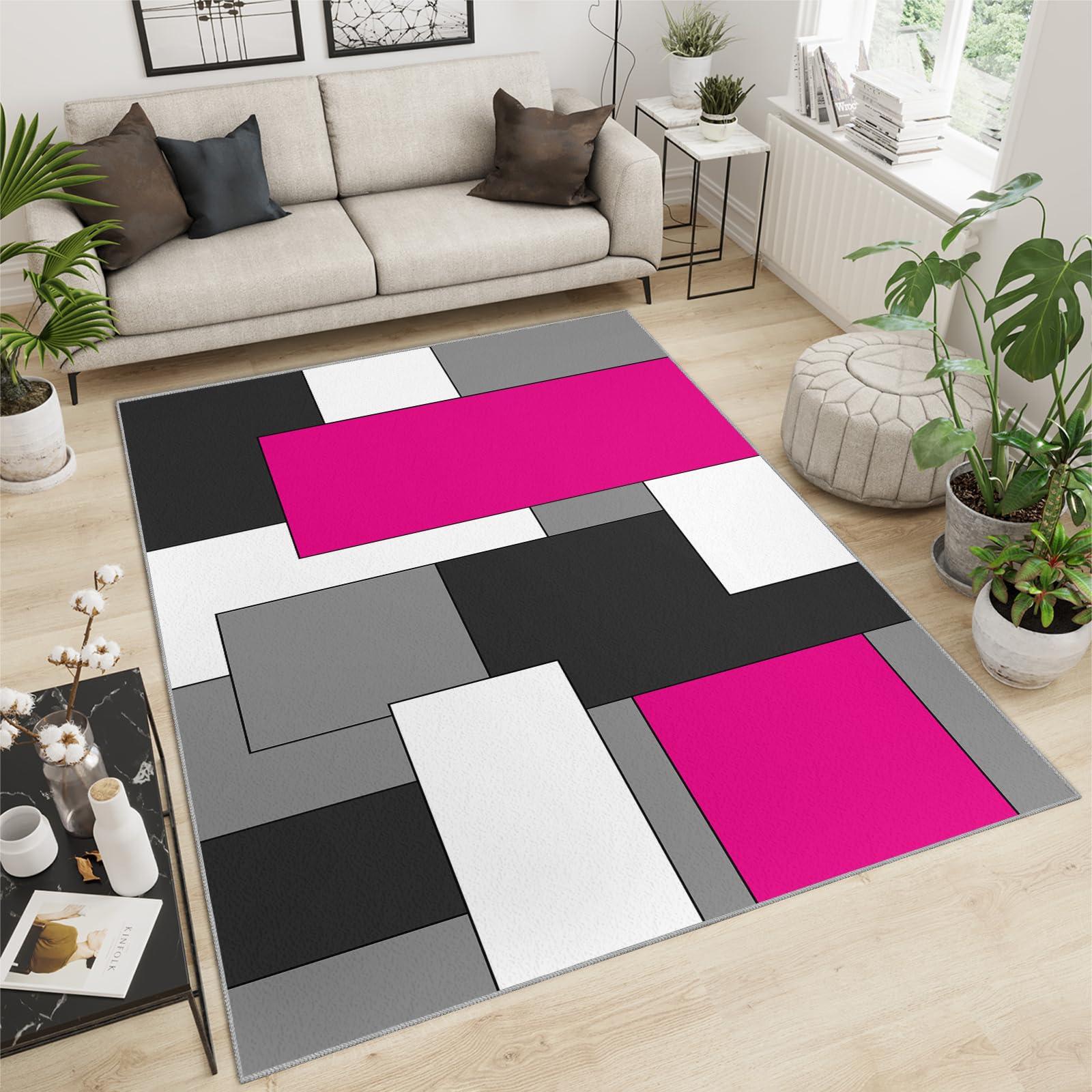 Tapis de salon lavable 80x220 cm idéal pour enfants et animaux