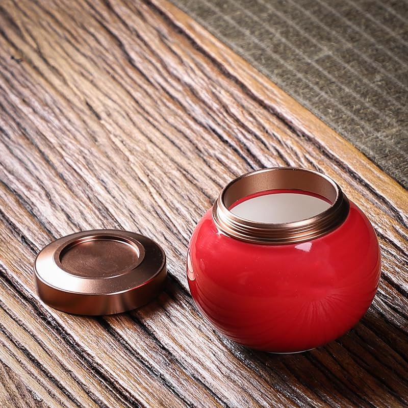 SONGCHAO Sugar Jar Glaze Tea Jar Ceramic Mini Medicinal Jar Kitchen Sealed Jar Living Room Snack Storage Jar Chinese Tea Bag Jar Tea Canister (Color : D)