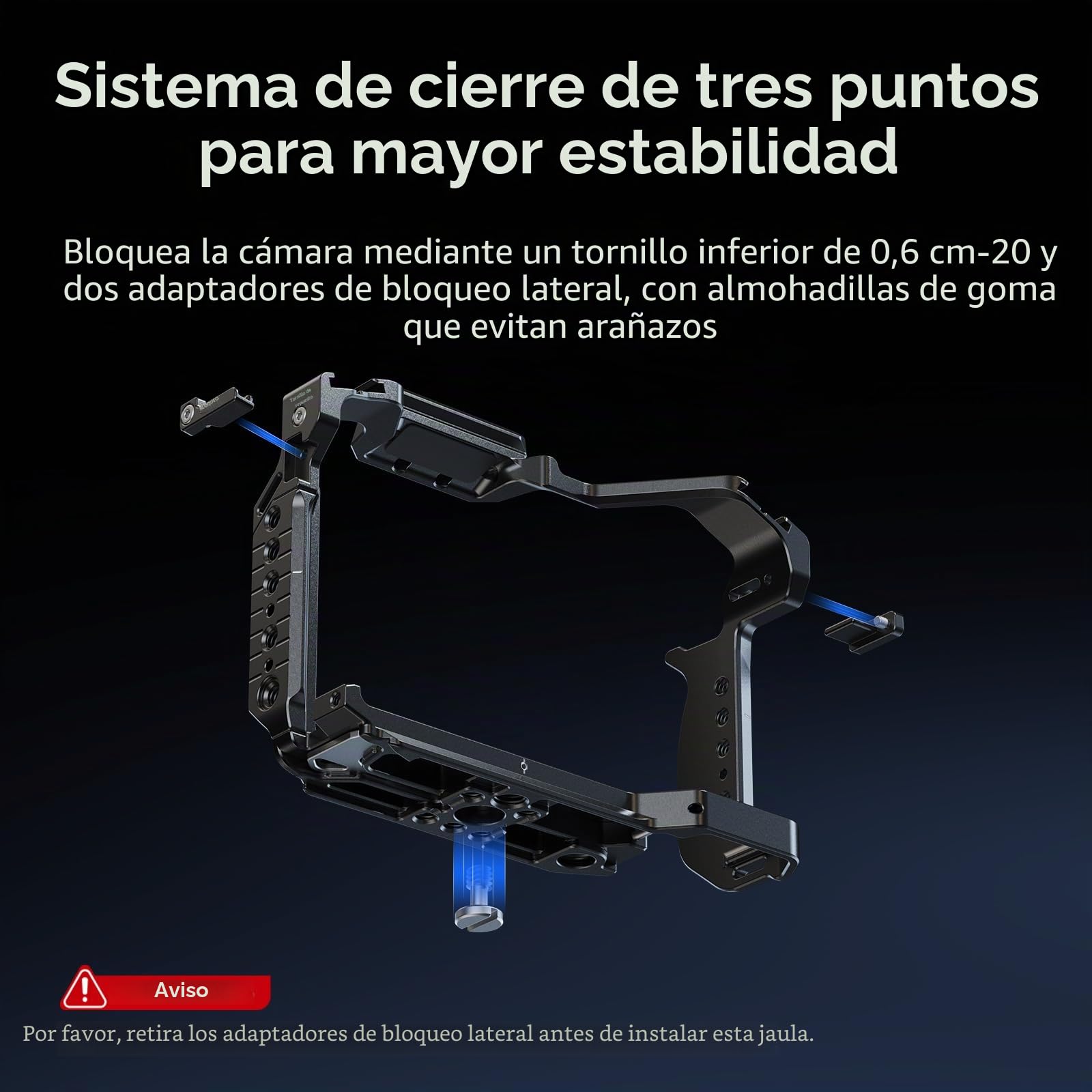 SMALLRIG S1R II Caja para Panasonic LUMIX S1R / S5 / G9, Placa de Liberación Rápida Arca Incluida, Con Agujeros de 1/4"-20 y 3/8"-16, Dos Barras Laterales NATO, Aleta Frío