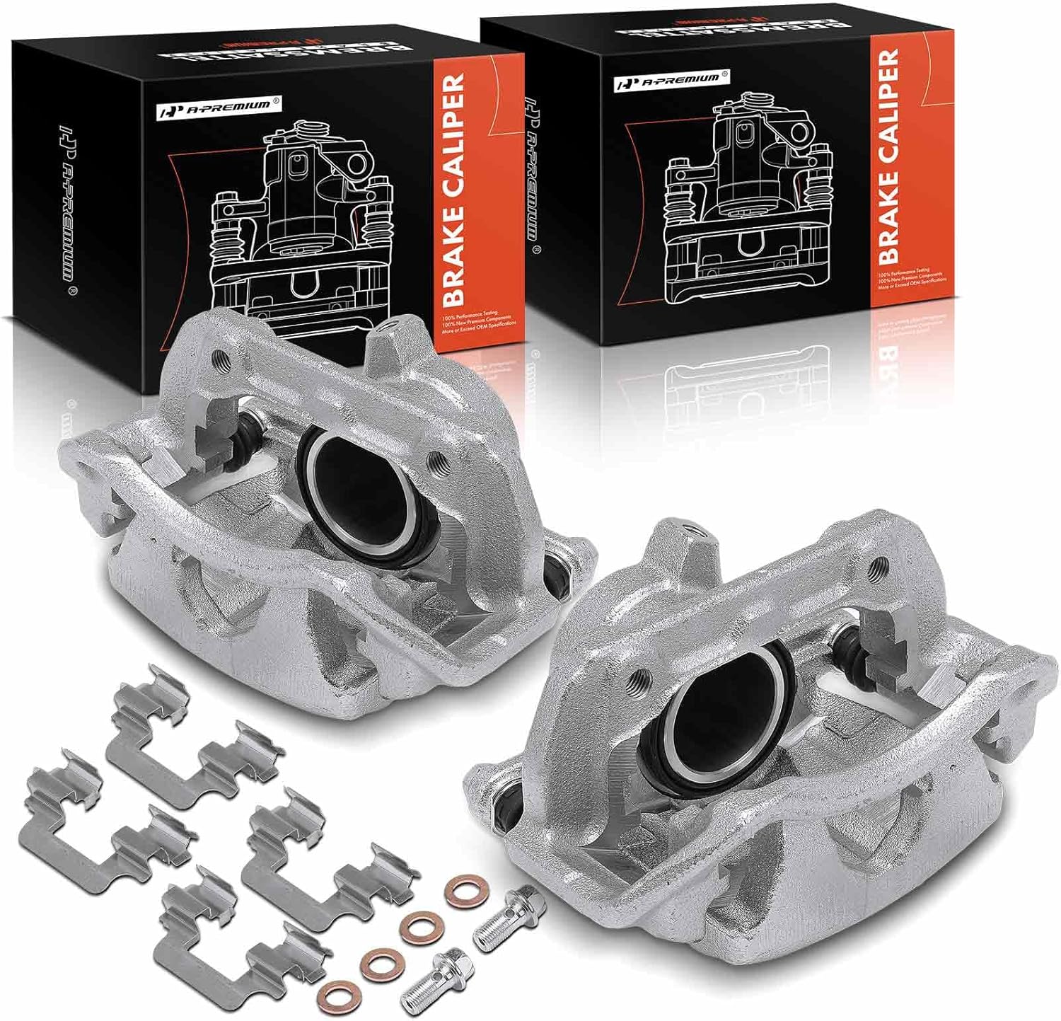 A-Premium Disc Brake Calipers Assembly with Bracket Compatible with Mercedes-Benz C230 2002-2005, C240 2001-2005 - Front Driver and Passenger Side, 2-PC Set