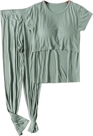 Womens Causal Nurisng Pajamas/pjs Modal Maternity Breastfeeding Sleepwear Summer Short Sleeves Shirts Sets