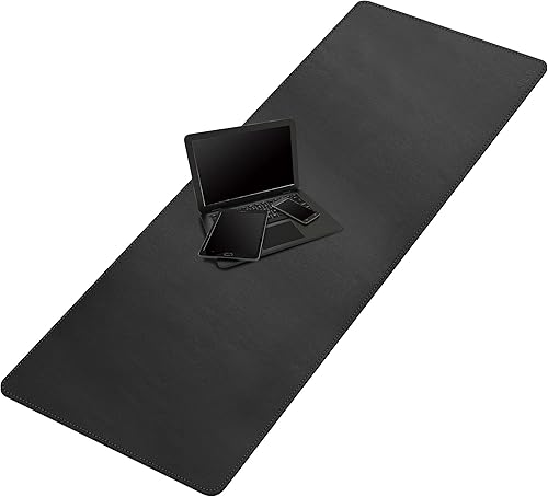 Cacoy Tapete de escritorio de piel sintética de 63 x 24 pulgadas, tamaño XXXL para escritorio, tapete de escritorio de piel sintética, alfombrilla