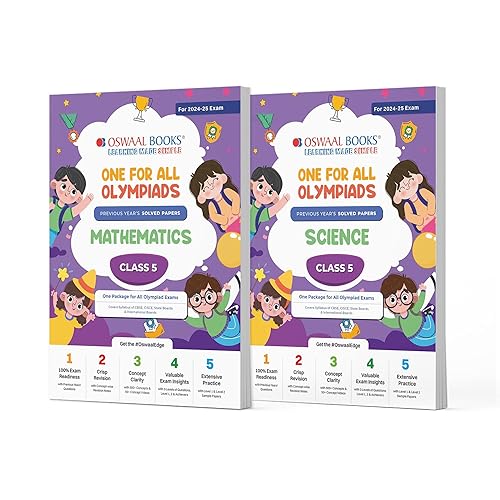 Oswaal One For All Olympiad Previous Years' Solved Papers Class 5 (Set of 2 Books) Maths &amp; Science for 2024-25 Exam