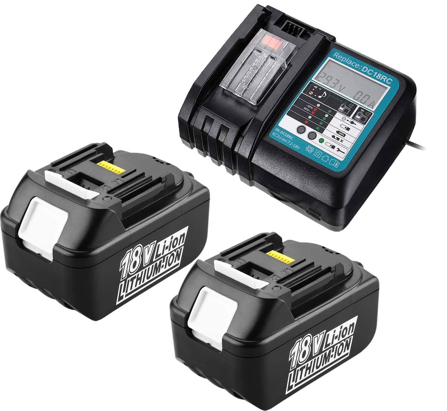 2 X 18 V 5,0 Ah BL1850 batteria di ricambio con caricatore 3A per makita batteria DHR171Z DTM51Z DTD152Z TD110DZ DTD146Z dlm431z dub184 DGA404 DGA454 DGA504 DUB182 DUB183
